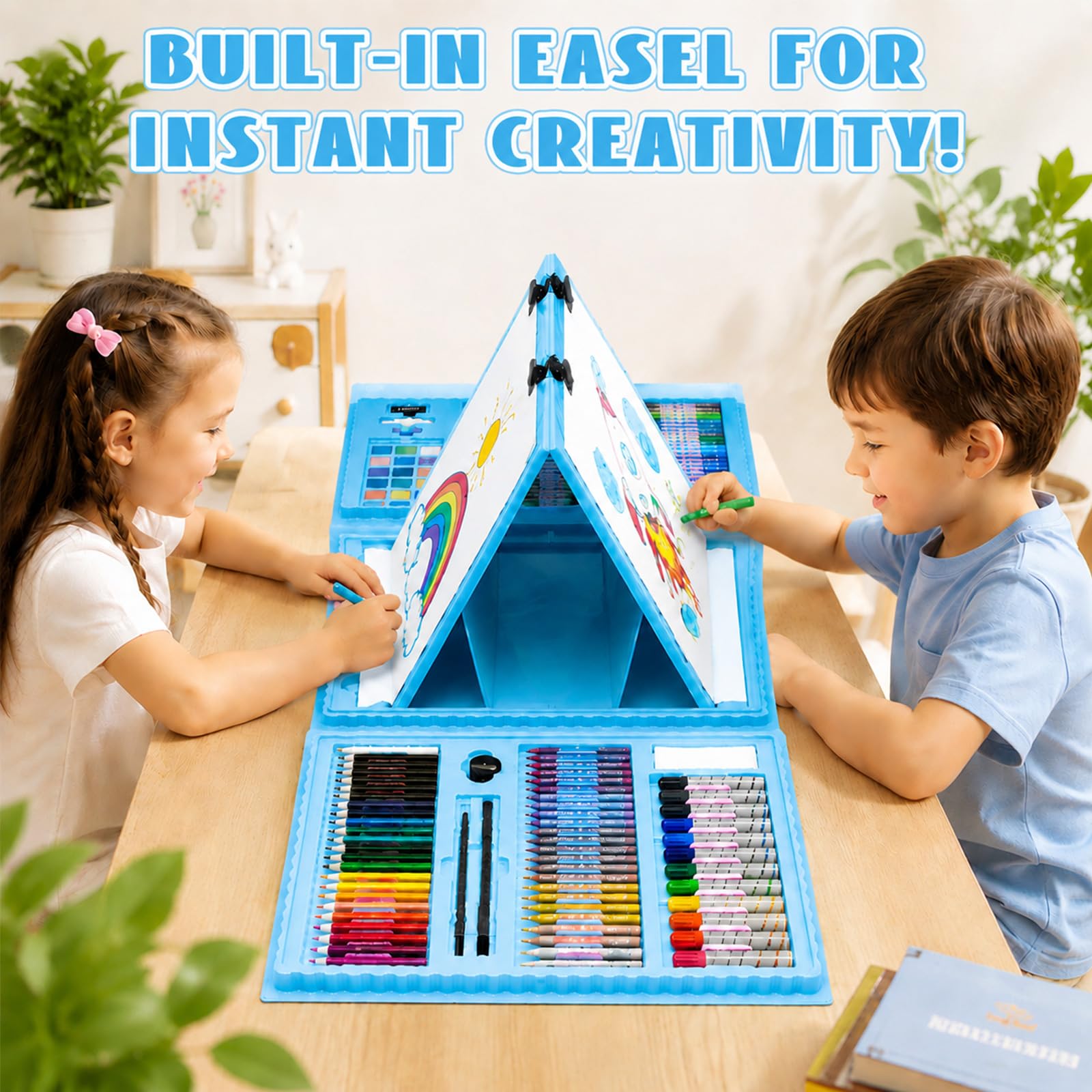 Okiki 297Pcs Art Supplies for Kids, Deluxe Drawing Kit for Young Artists