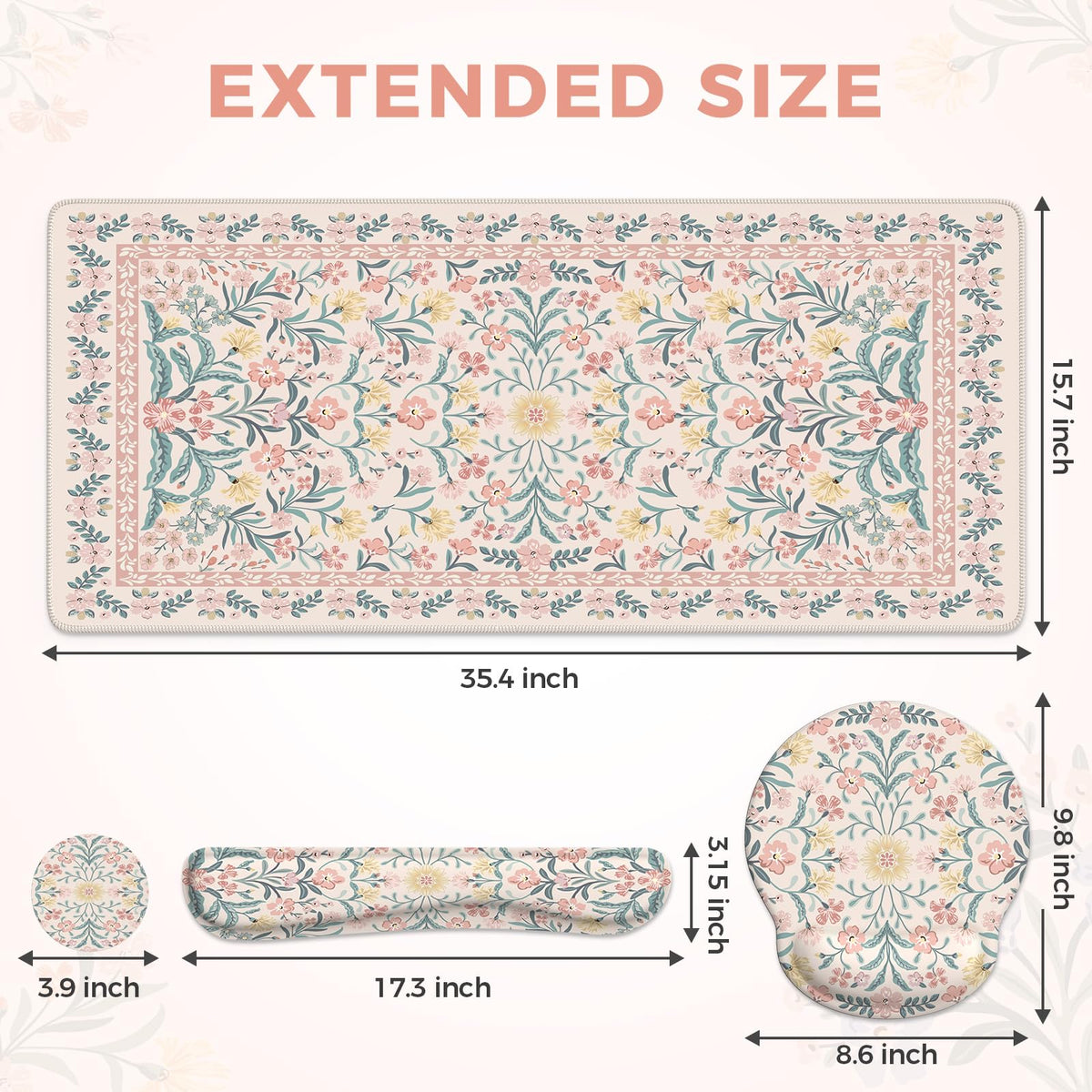 iCasso Desk Pad Mat, Large Mouse Pad and Keyboard Wrist Rest Set