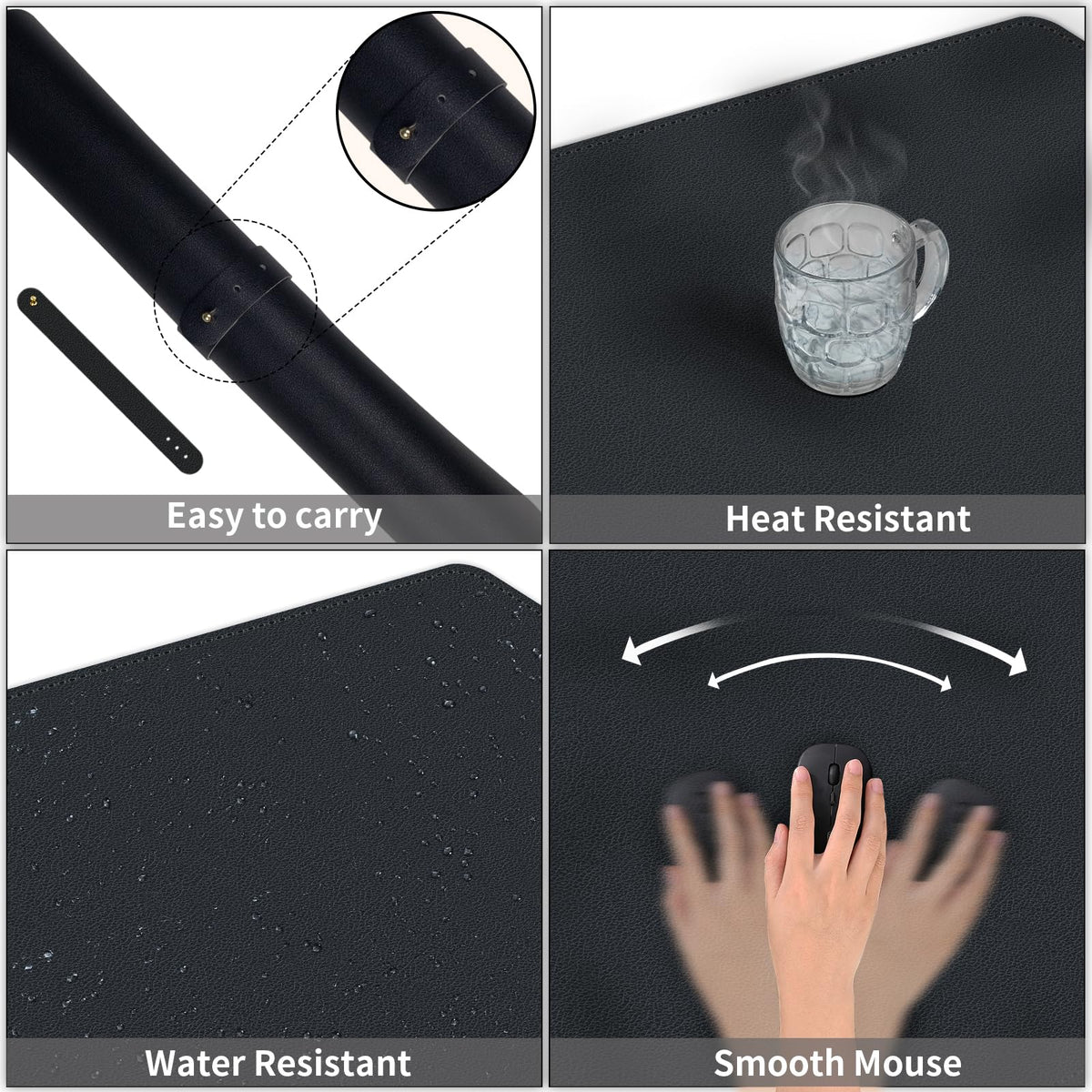 Dual-Sided Desk Mat, Large Desk Pad, Waterproof Smooth PU Leather Desk Blotter Protector Mouse Pad