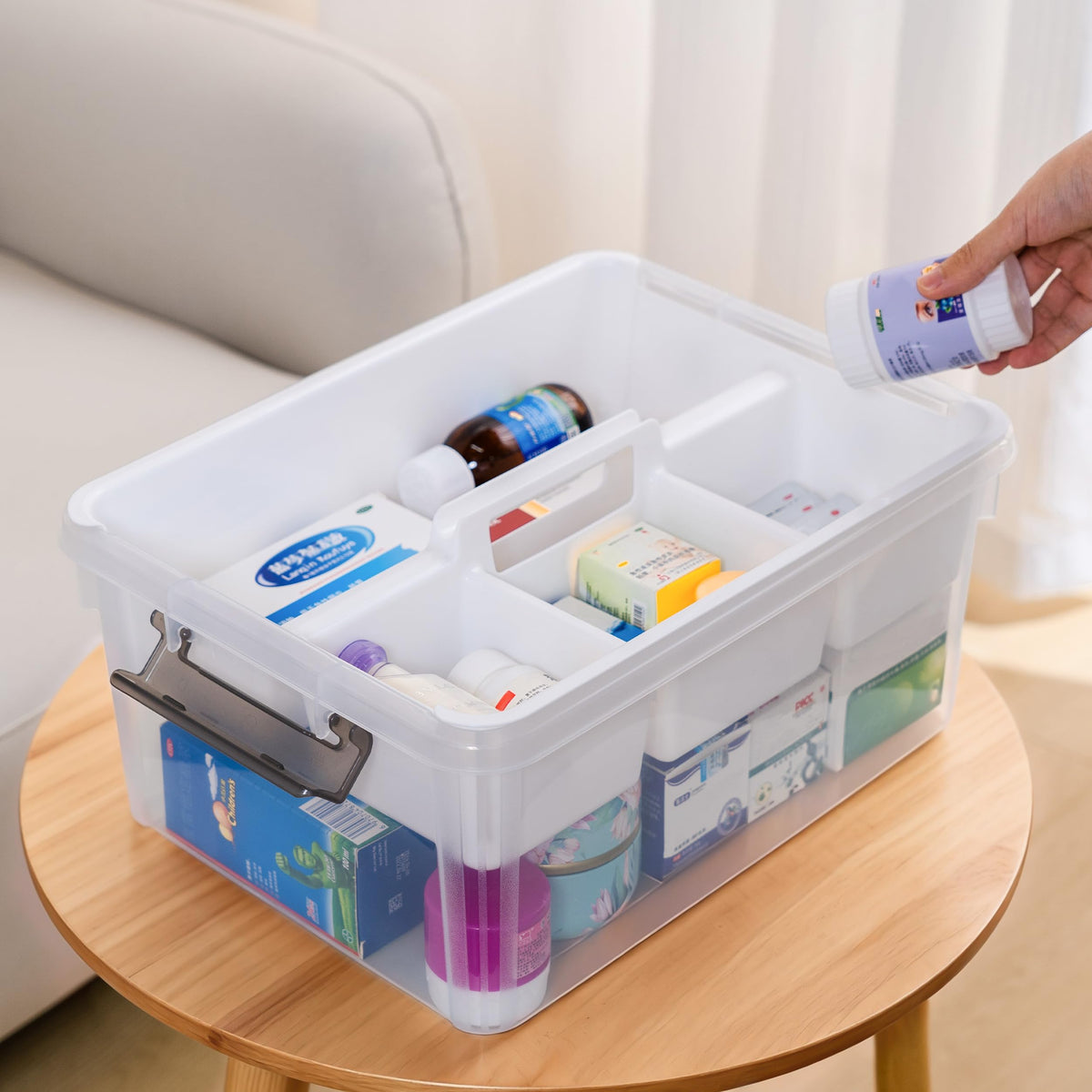 Citylife 17 QT Clear Craft Organizers and Storage Box with Handled Tray