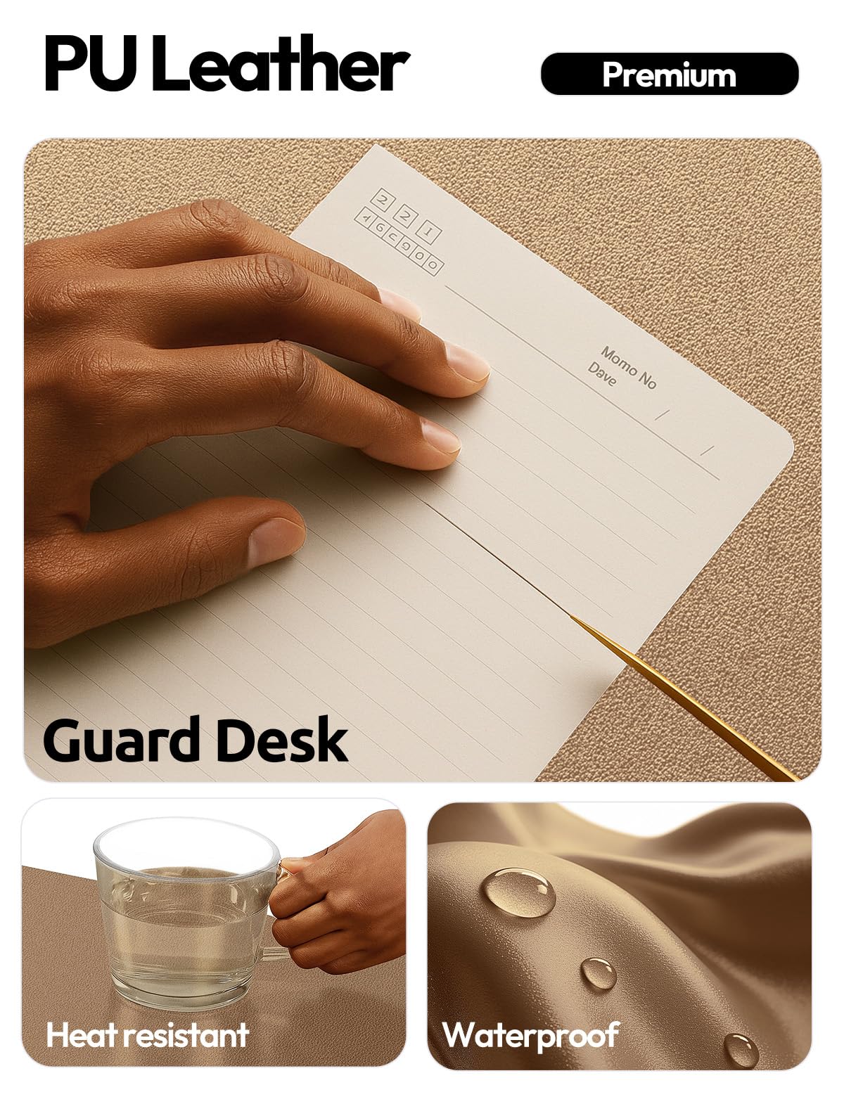 YSAGi Leather Desk Pad Protector, Office Desk Mat, Large Mouse Pad, Non-Slip PU Leather Desk