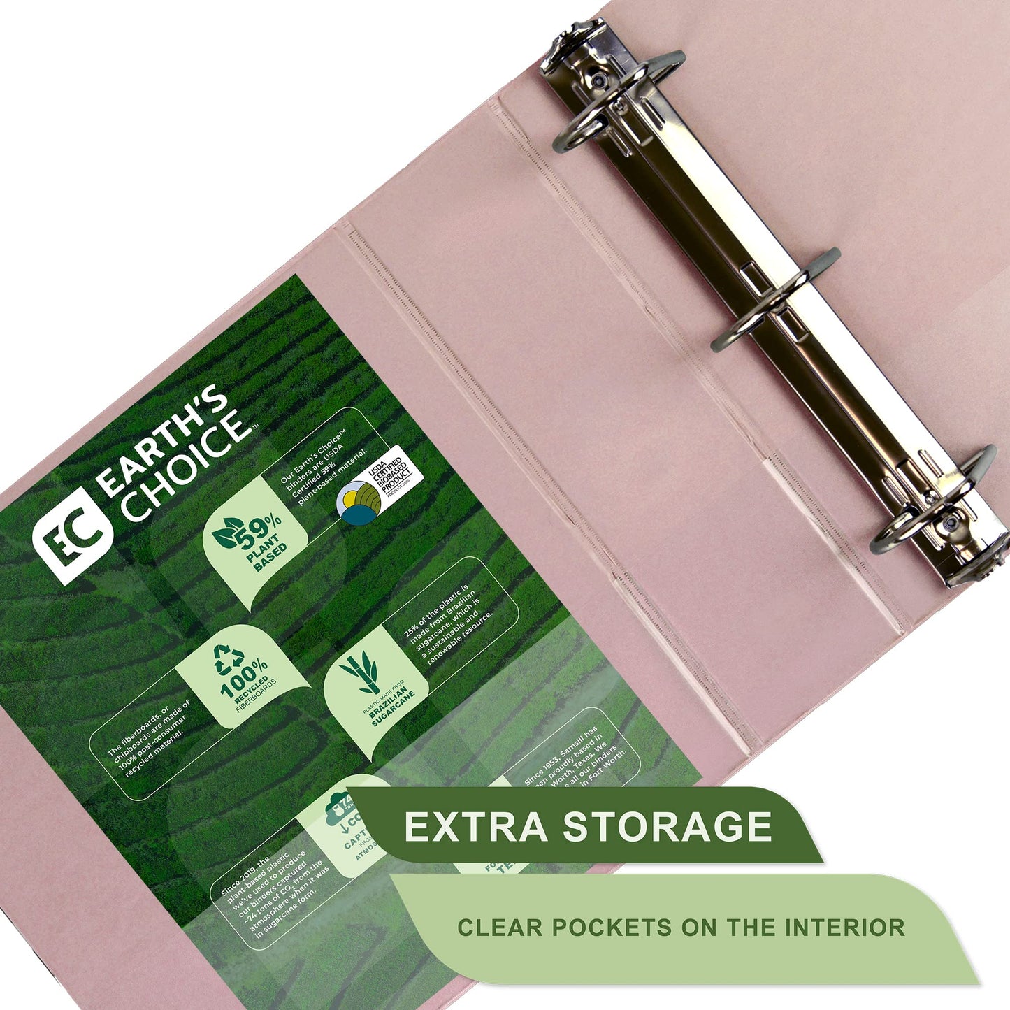 Samsill Plant-Based 3 Inch Durable D-Ring, View Binder, Eco-Friendly, USDA Certified Biobased, 2