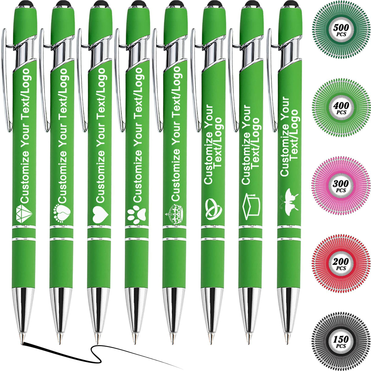 MOUZYLCASE 12 Pcs Personalized Pens Custom Ballpoint Pens with Name Logo Customized Ink Pens with