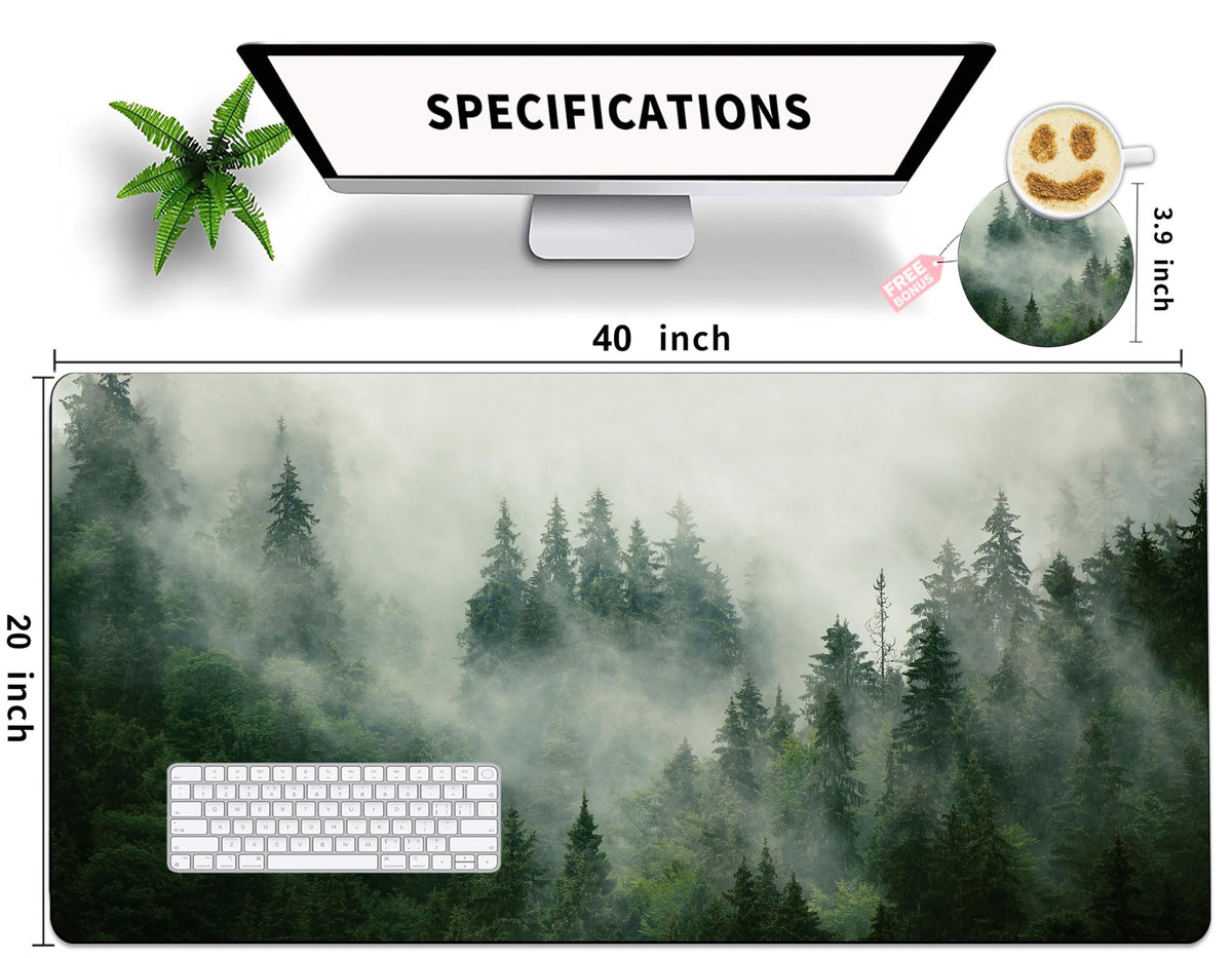 Huge Mouse Pad for Desk 40x20 Inch Extra Large with Coaster, Big Mousepad Stitched Edges Non Slip