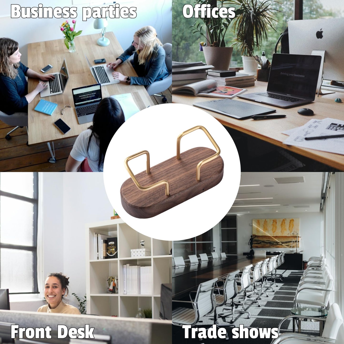 muso wood Walnut Business Card Holder for Desk, 2 Pack