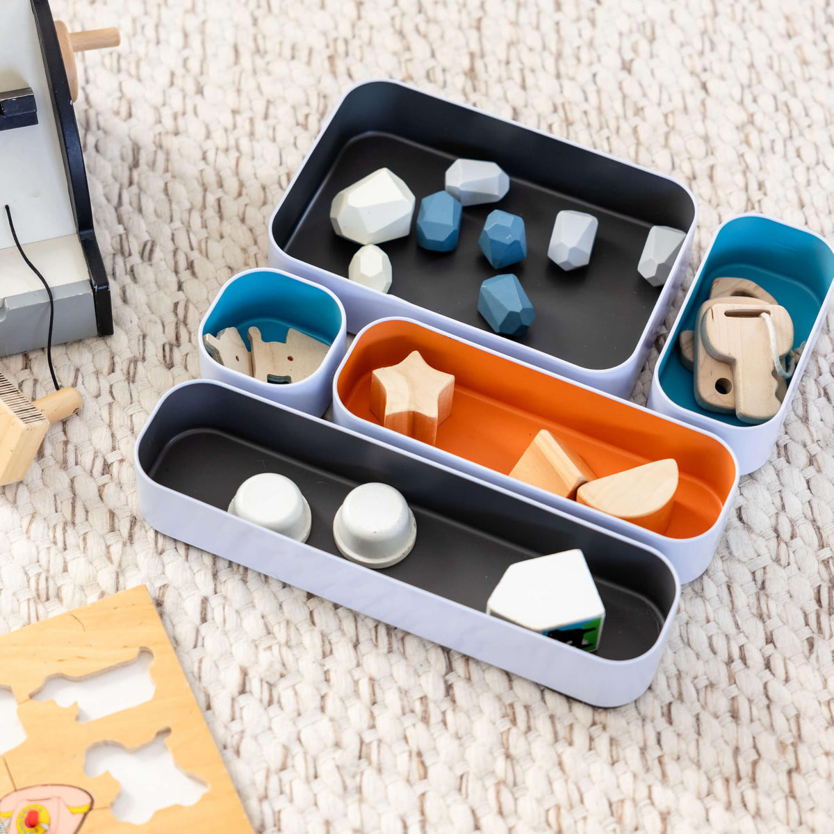 Three by Three Seattle Metal Drawer Organizer Tray Set, 10-Pc (Multicolor)