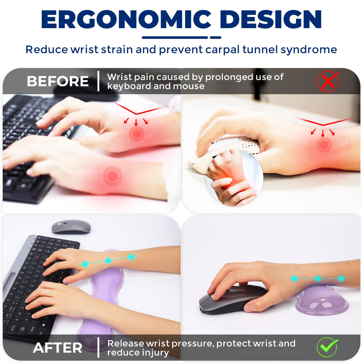 ABRONDA Gel Wrist Rest for Keyboard and Mouse, Wrist Rest for Keyboard, Mouse Wrist Support, Pain