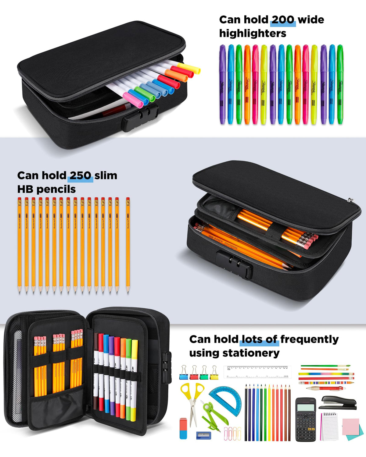 Zannaki Big Capacity Storage Pouch Marker Pen Pencil Case Simple Stationery Bag Box Art Tool &