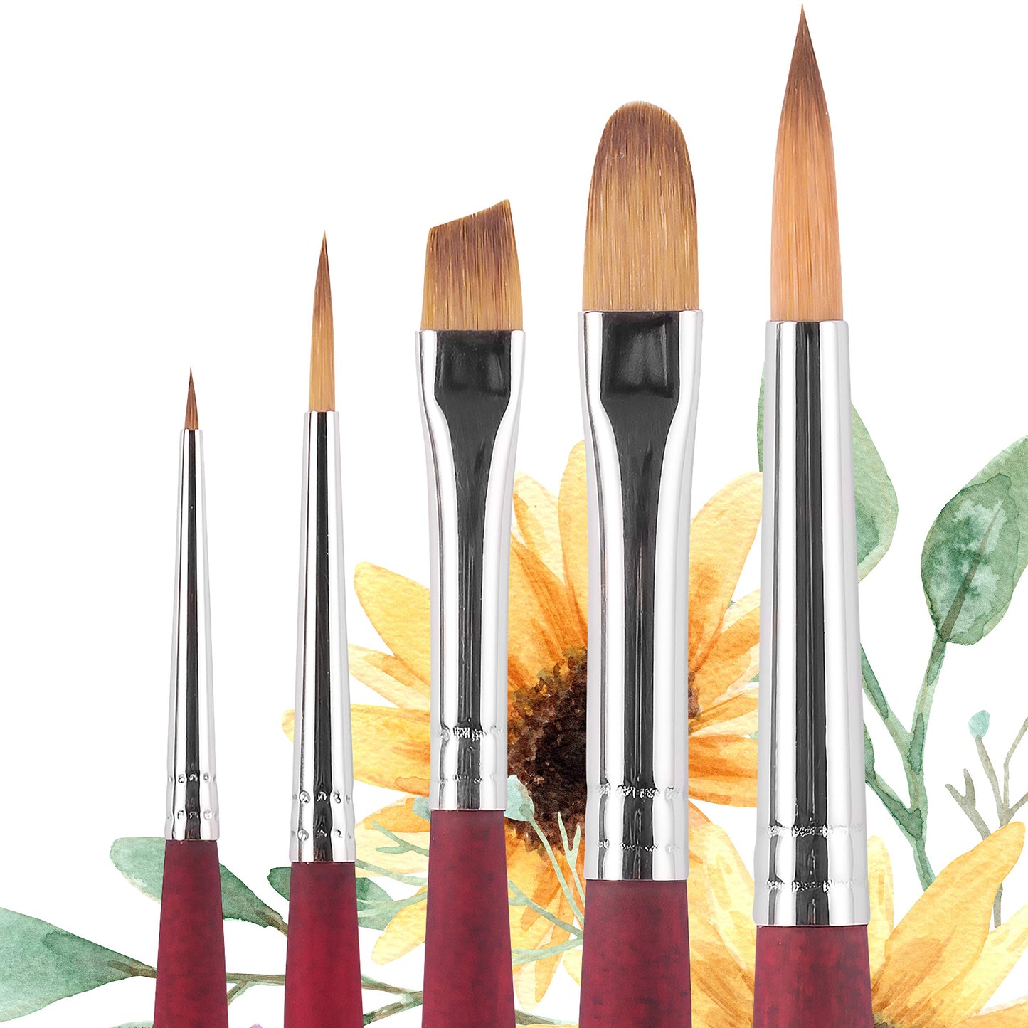 Princeton Velvetouch Series 3950 - 5pc Professional Paint Brushes for Acrylic Painting - Oil