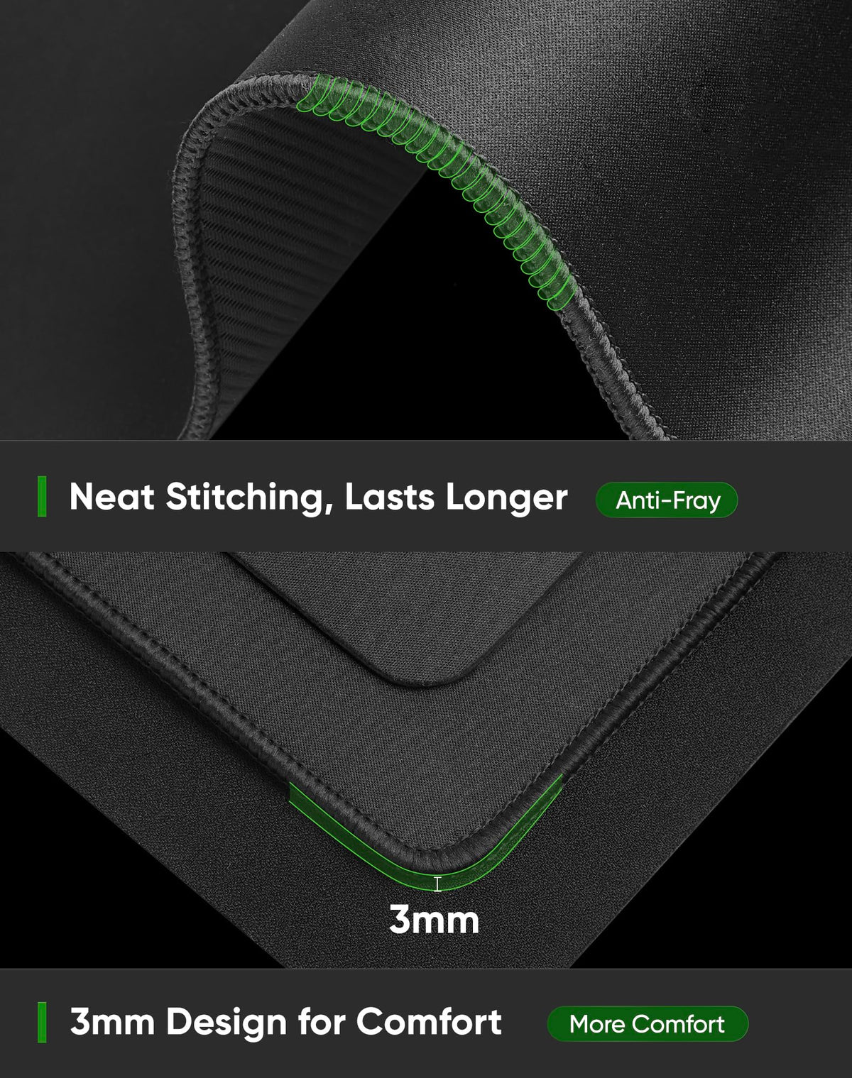 ALOANES Non-Slip Extended Mouse Pad Office&Home Desk Mat Stitched Edge