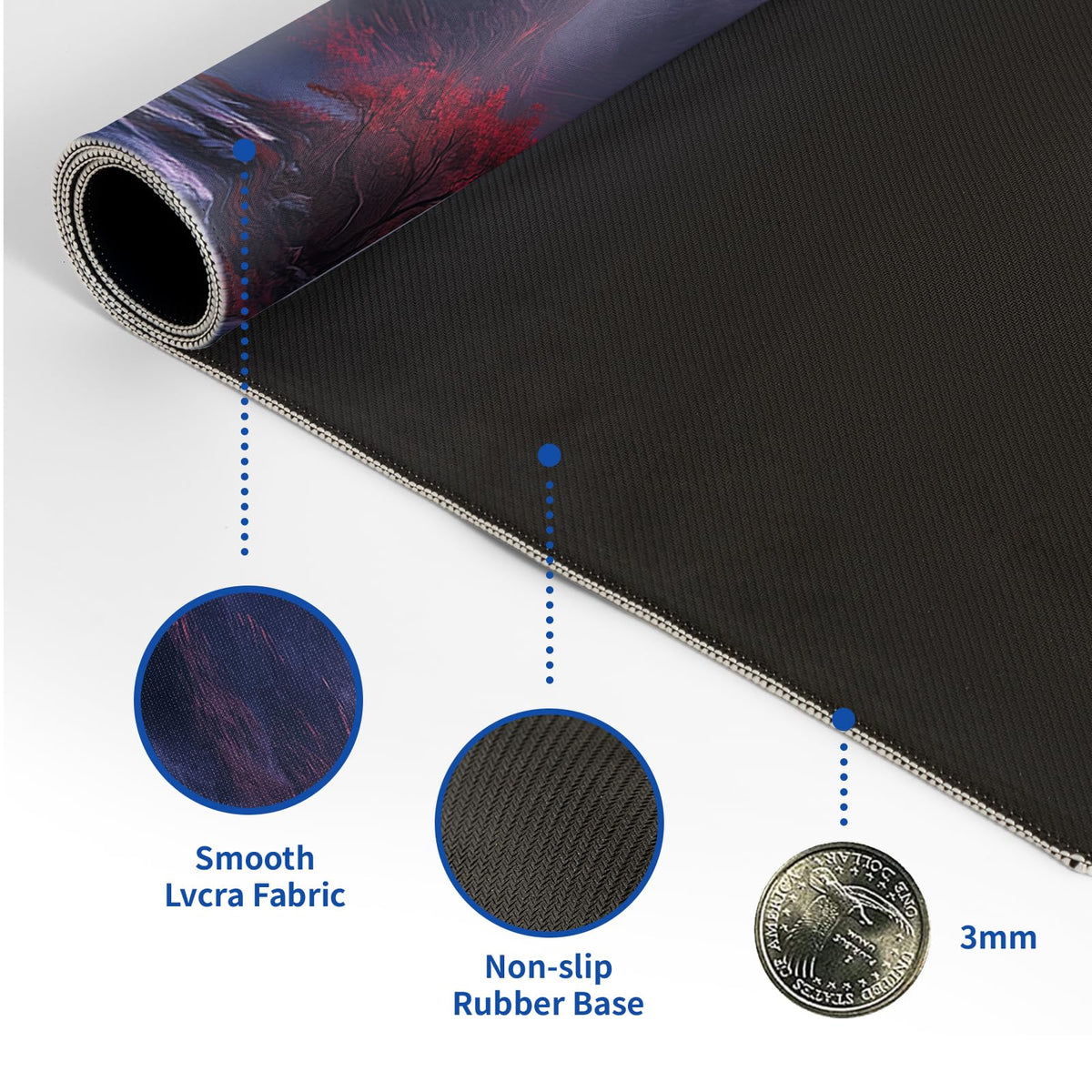 Darkness Red Moon Mouse Pad Abstract Red Mouse Pad 31.5x11.8 Inch Texture Non-Slip Rubber Base