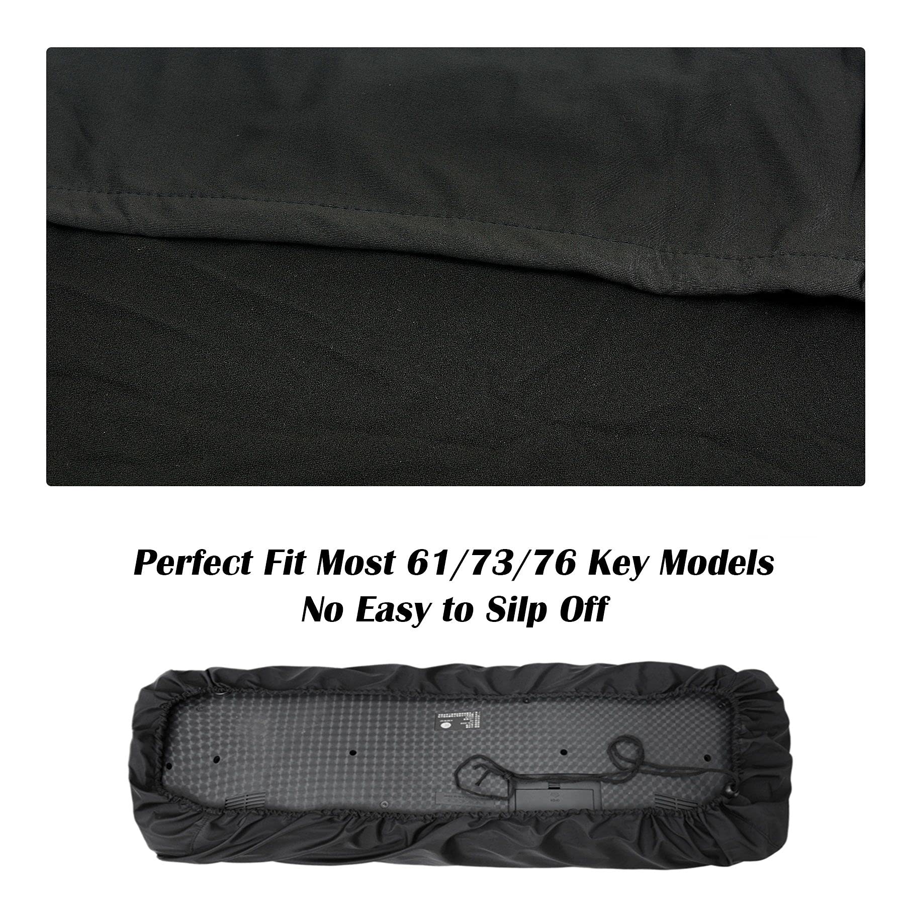 LIGICKY Stretchable 61 & 73 & 76 Keys Digital Piano Keyboard Dust Cover, Black