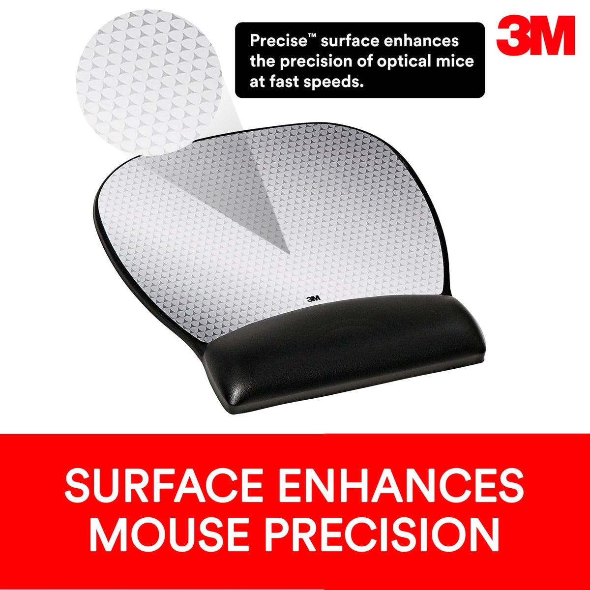 3M Precise Mouse Pad with Gel Wrist Rest, Vertex, 9.2 in x 8.7 in