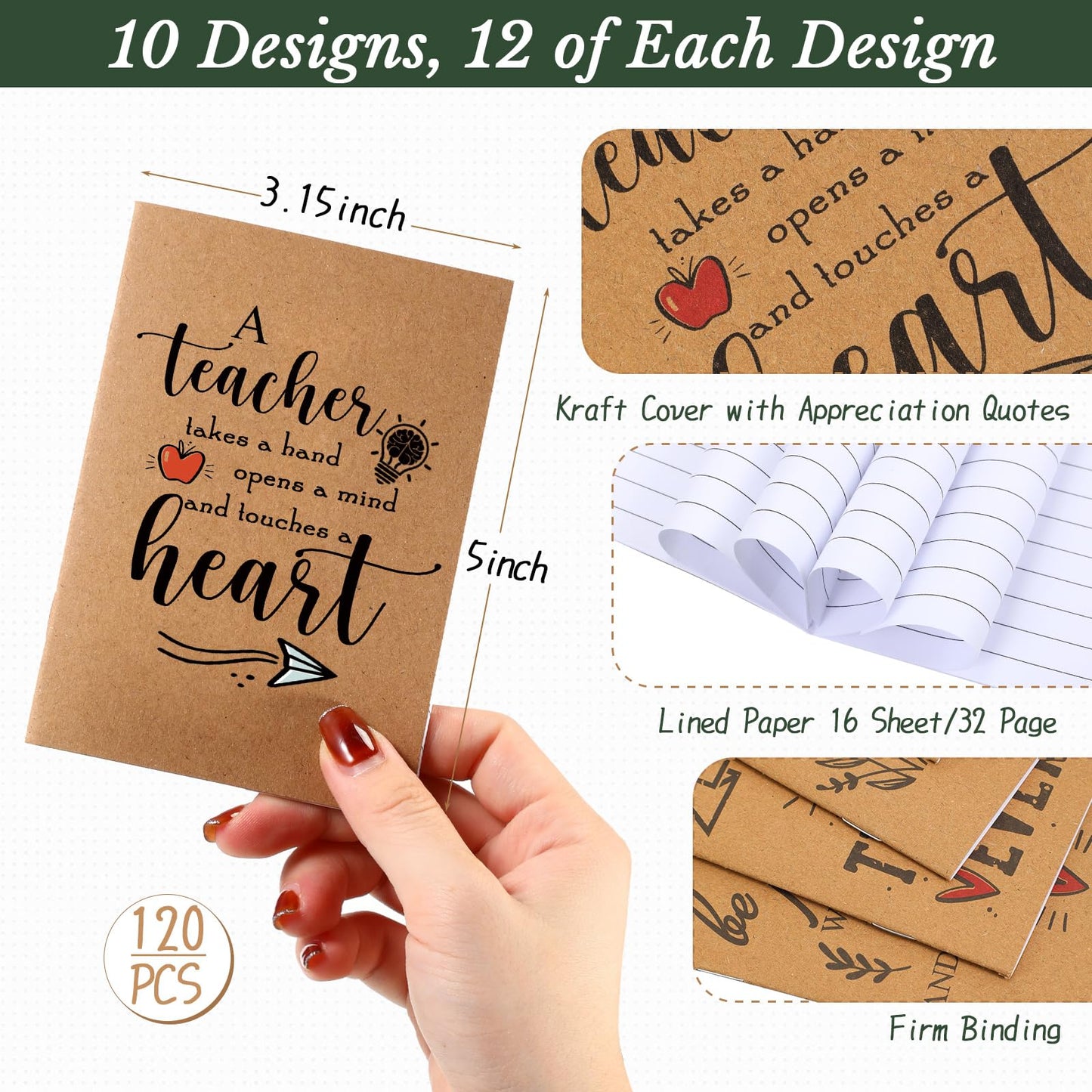 Kosiz 240 Pcs Teacher Appreciation Gifts Bulk Thanks Kraft Notebooks & Pens