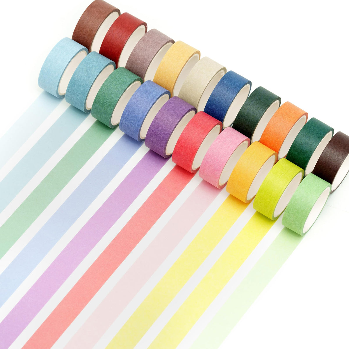 YUBBAEX 20 Rolls Solid Colors Washi Tape Set Pastel Colored Masking Rainbow Decorative Tapes