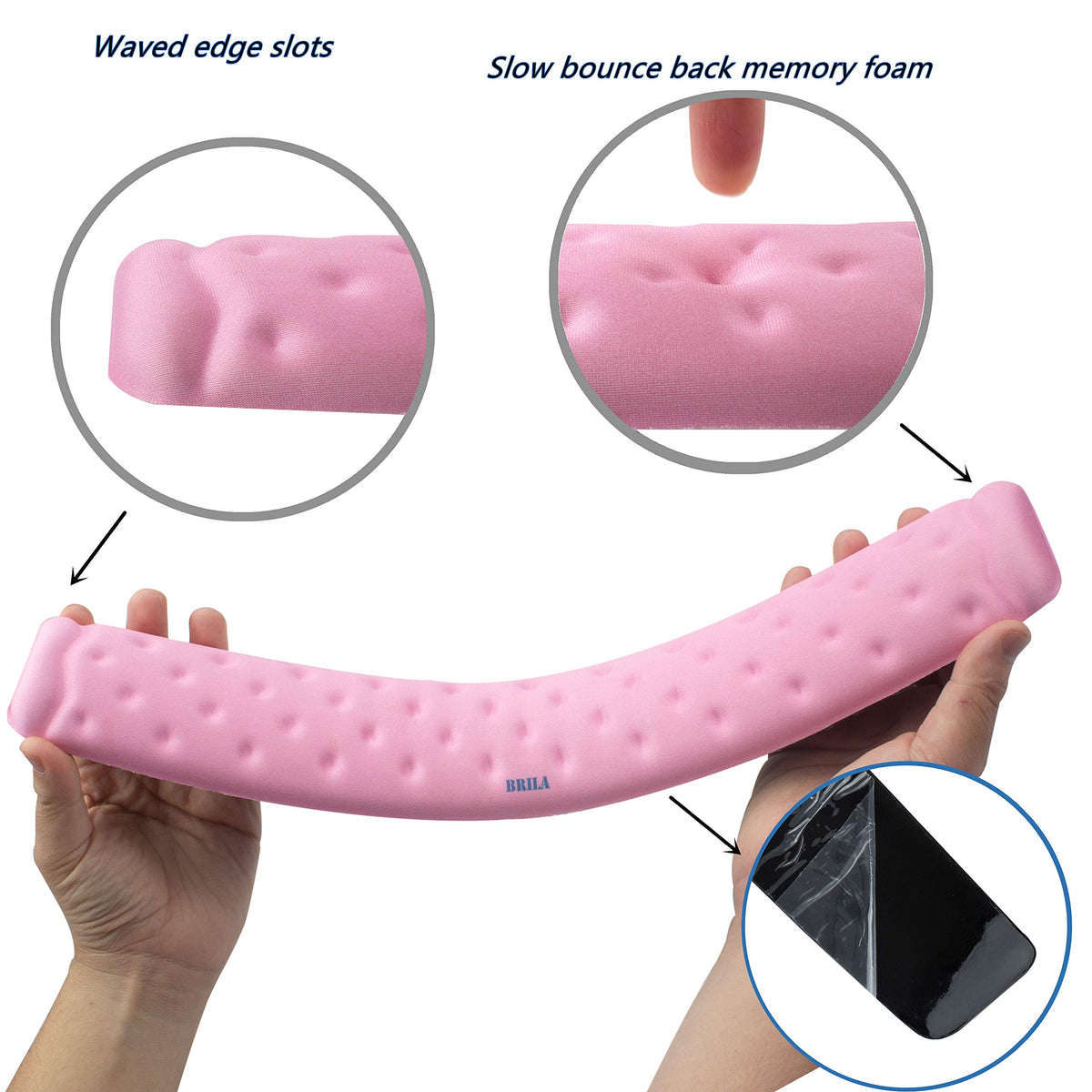 BRILA Memory Foam Mouse & Keyboard Wrist Rest Support Pad Cushion Set for Computer, Laptop, Office