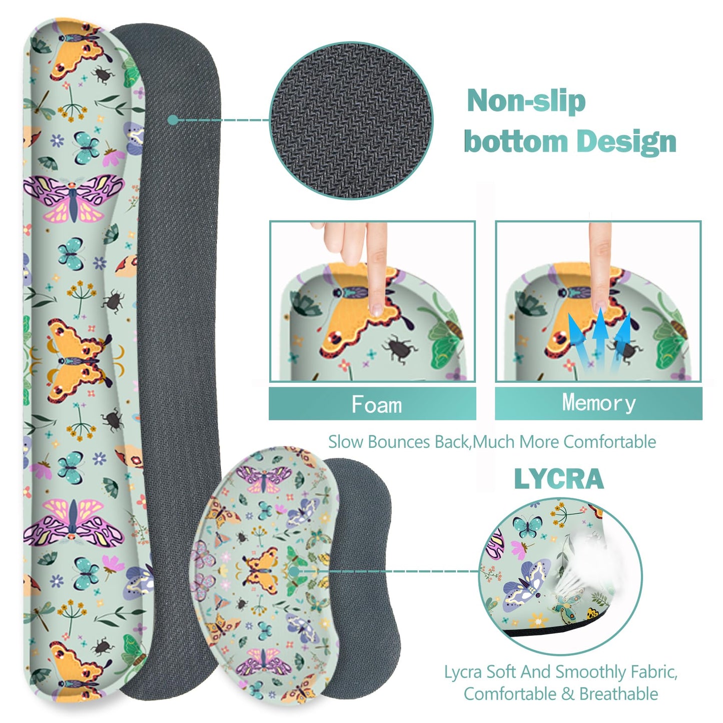 ARTSO Desk Mat Set, Aquamarine Extended Gaming Mouse Pad with Wrist Rest Support +Keyboard Wrist
