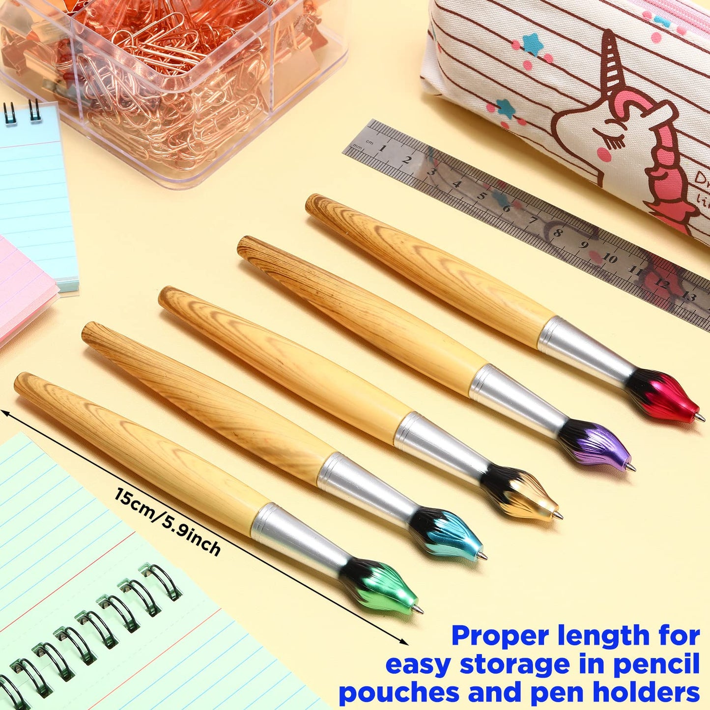 Thenshop 20 Pcs Retractable Paintbrush Pen Bamboo Brush Shape Ballpoint Pen