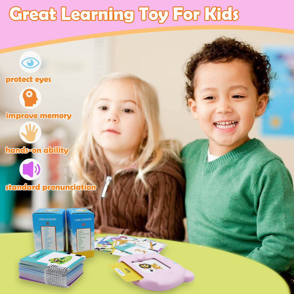 MAYAPHILOS 510 Words Alphabet Talking Flash Cards for 3-8 Years Kids