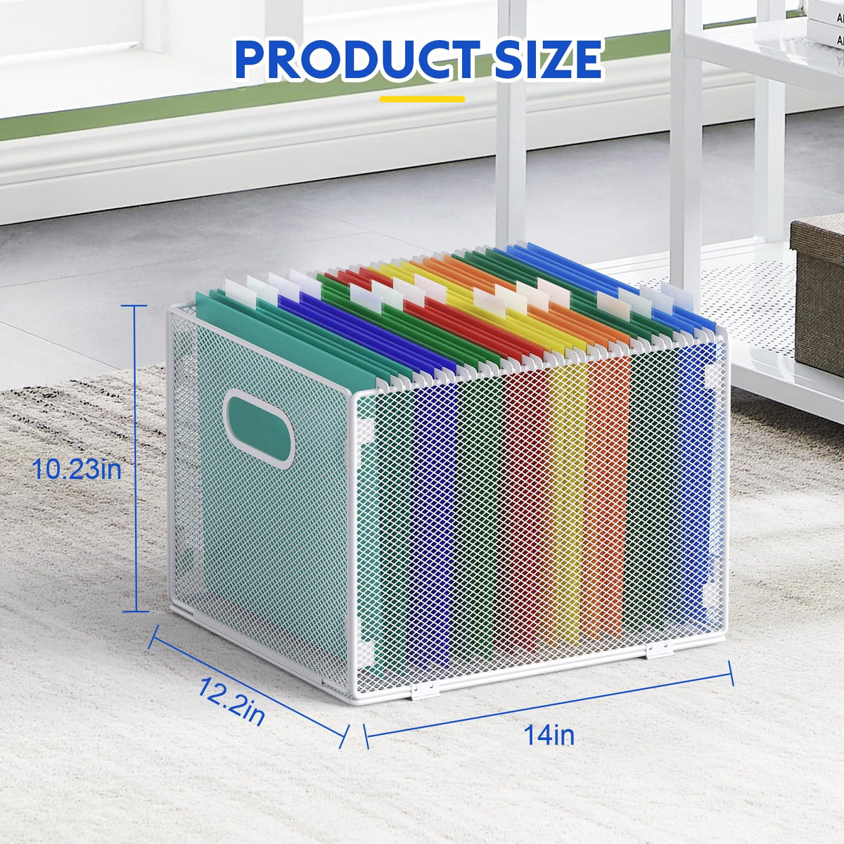 samstar Hanging File Organizer, Mesh File Folder Organizer Crate Cabinet Inserts Storage Box