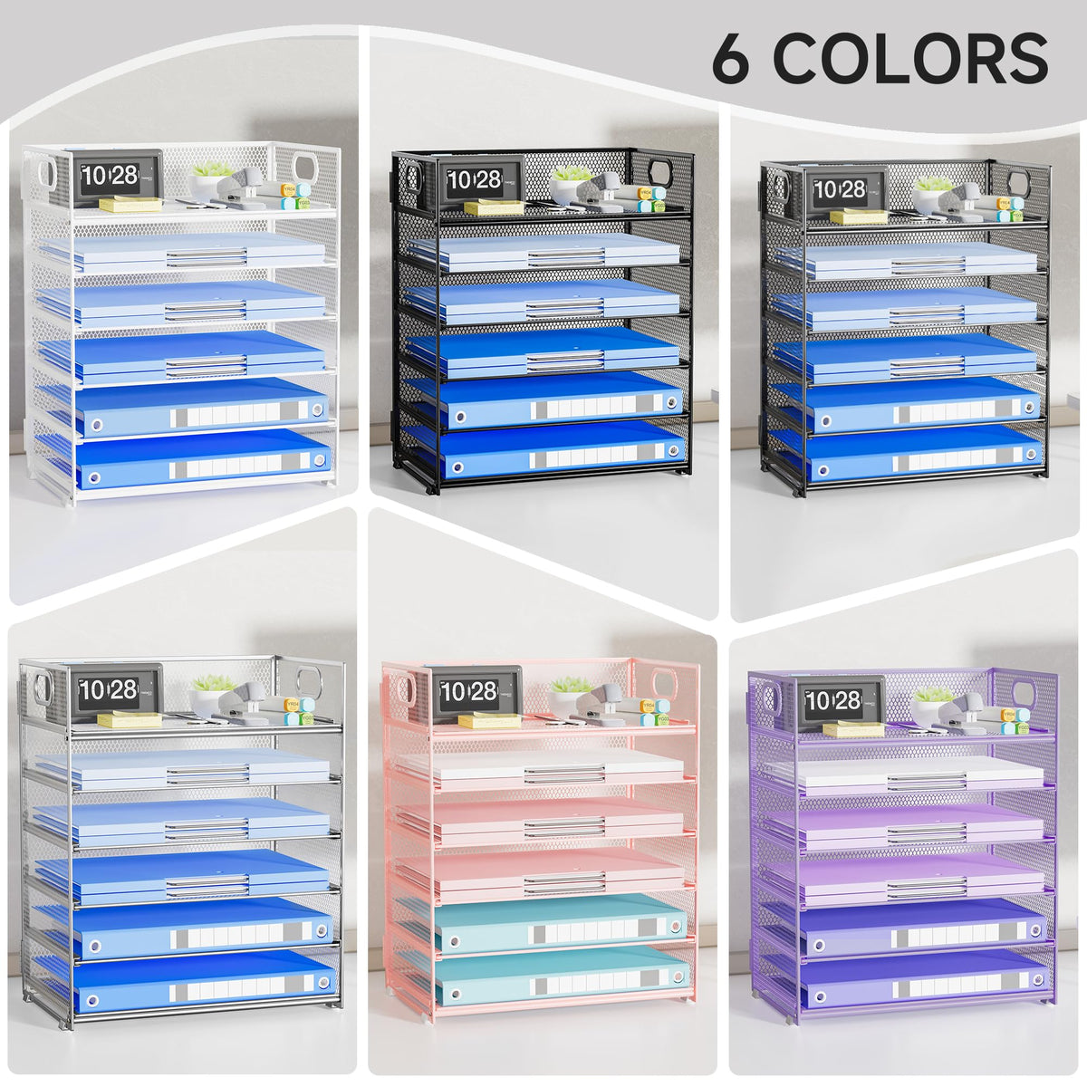 Kinkota Paper Organizer for Desk with Handle, 6-Tier