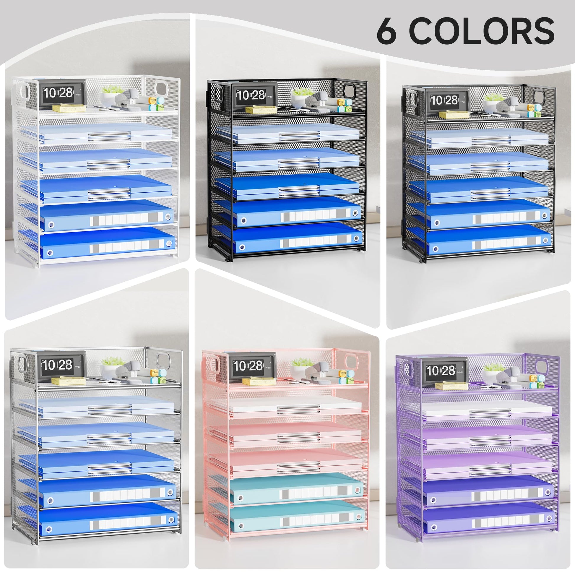 Kinkota Paper Organizer for Desk with Handle, 6-Tier