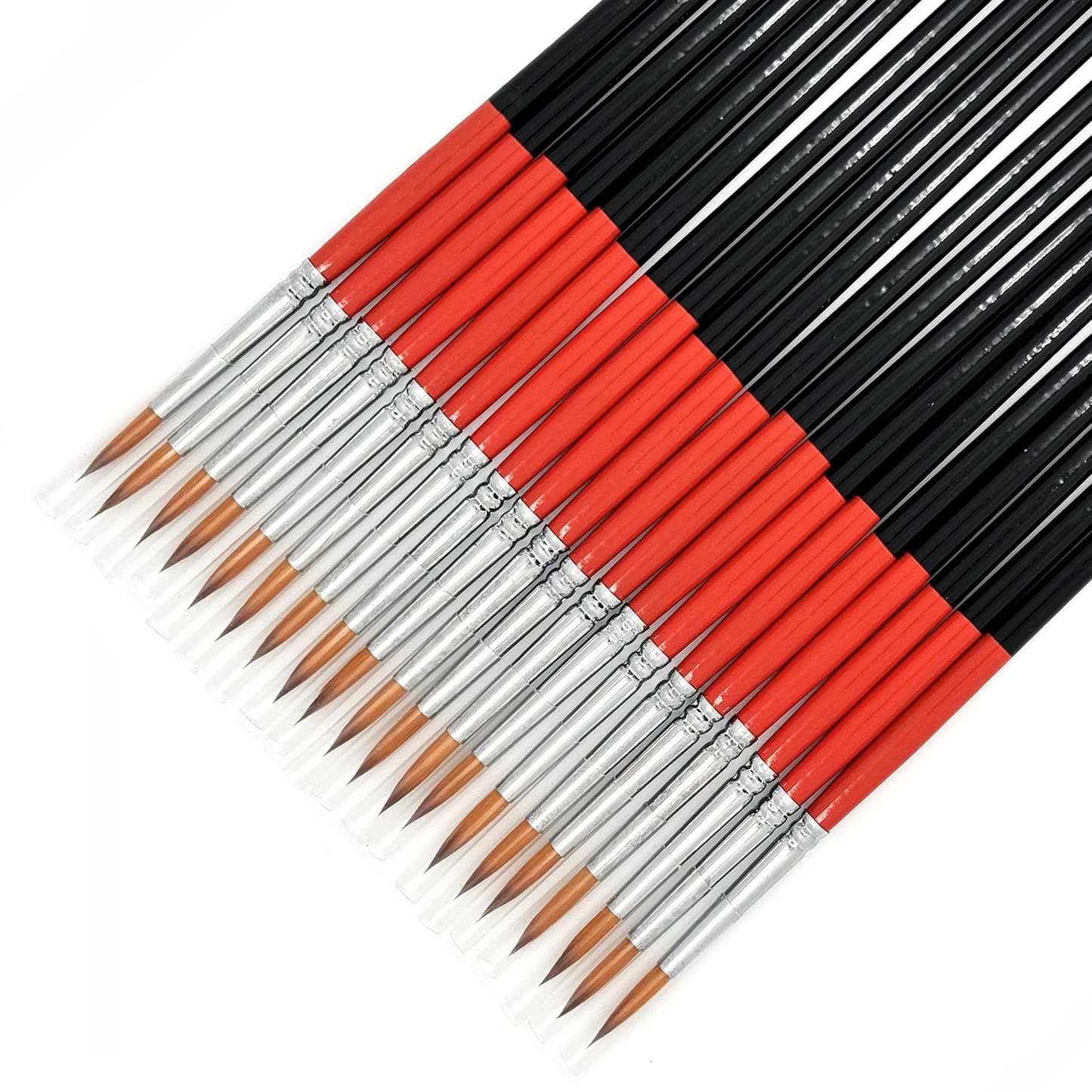 Size #2 Pointed Round Paint Brush Set of 20, Premium Taklon Synthetic Hair