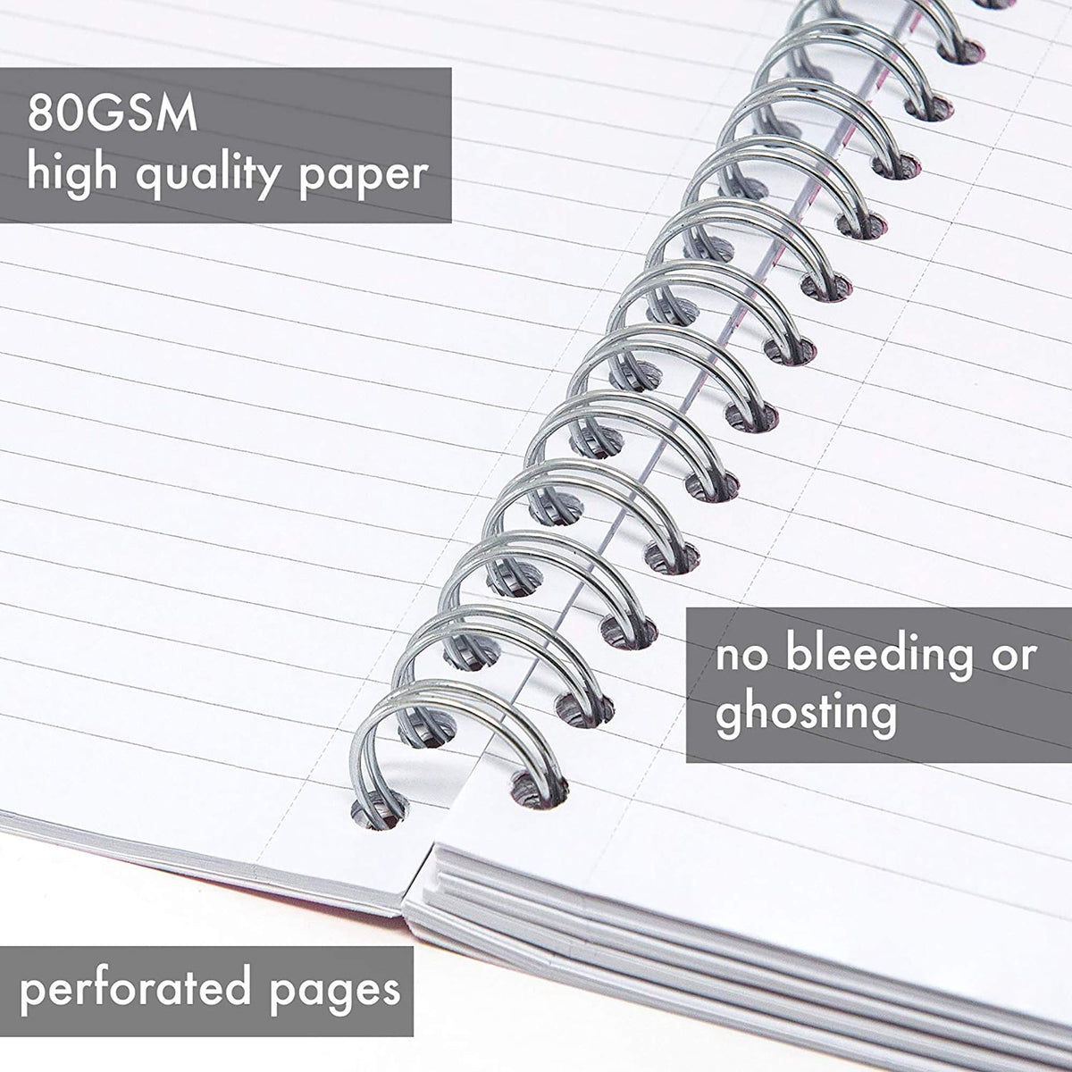 Pukka Pad 5 Subject Spiral Notebook 3-Pack - 200 Pages, 100 Sheets of 80GSM Paper with