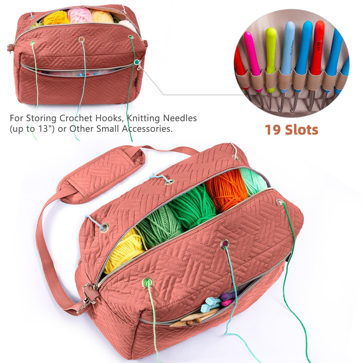 MYBAGZING Crochet Bag Yarn Storage Organizer for Knitting &Crochet Projects