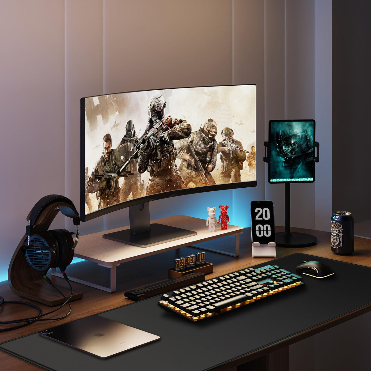 LL-COEUR Black XXL Computer Mouse Pad 39.3x15.7x0.12inch, Oversized Keyboard Mousepad with