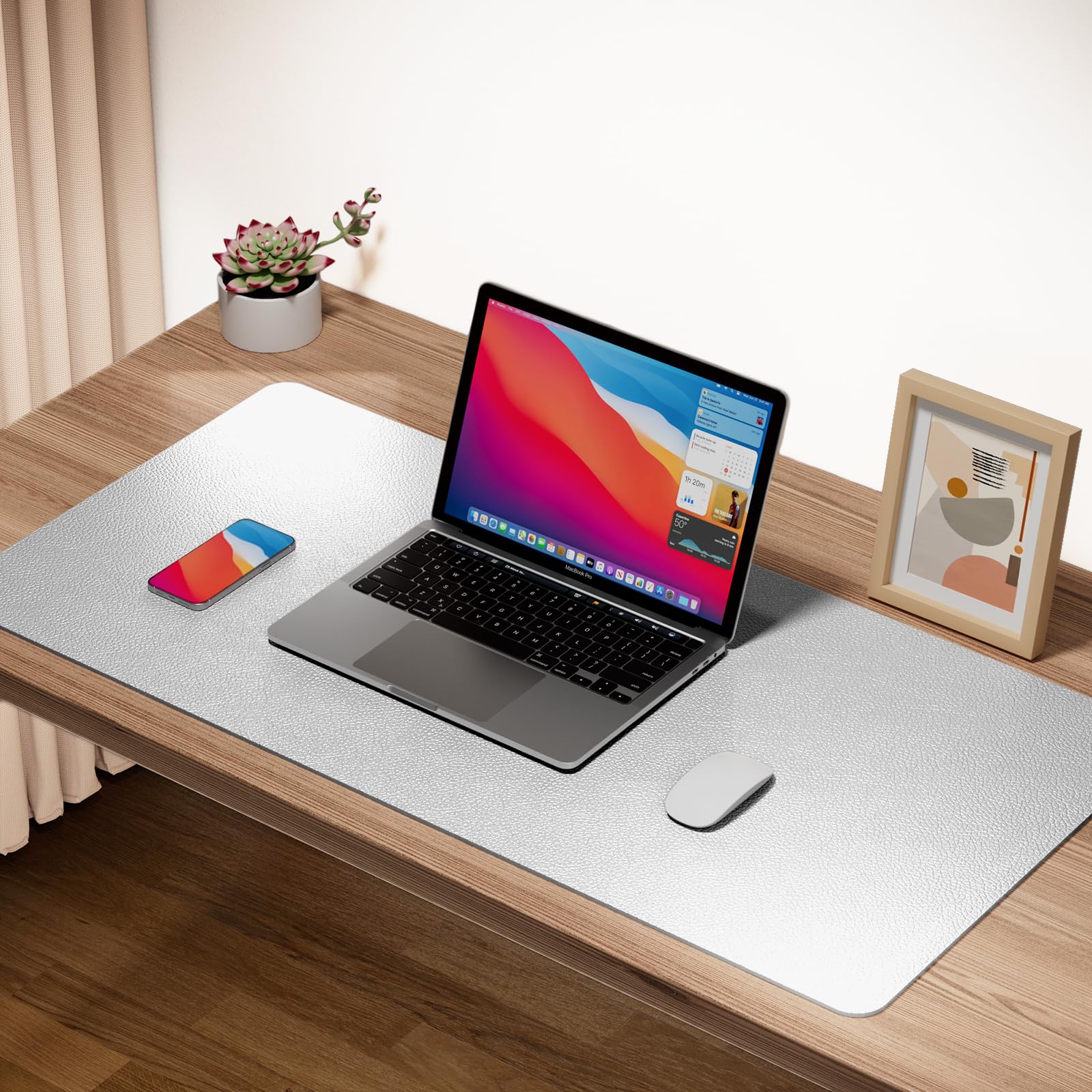 Boutilon Leather Desk Pad Protector,Non-Slip Mouse Pad,Laptop Desk Pad,Office Mouse Mat,Waterproof
