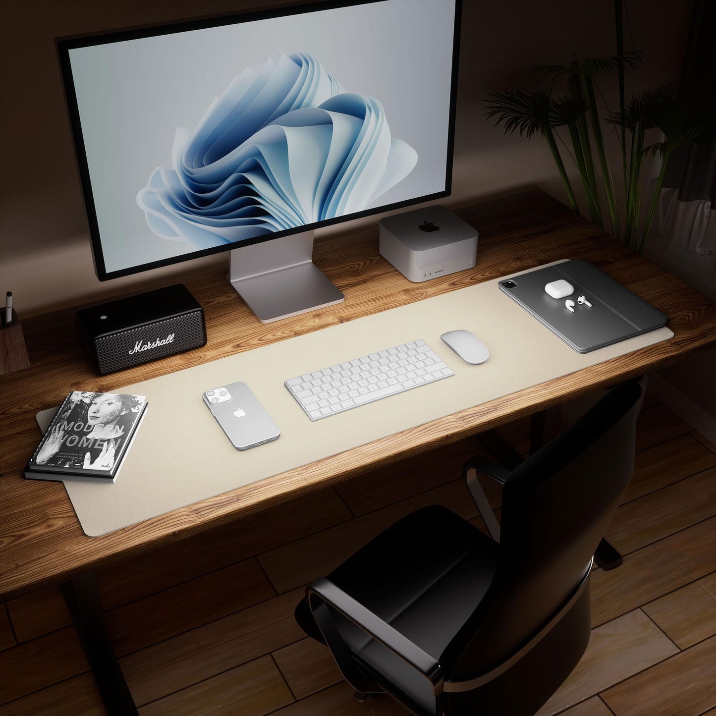 Aothia Leather Desk Pad Protector - Large Mouse Pad, Office Mat, Non-Slip PU Leather Blotter
