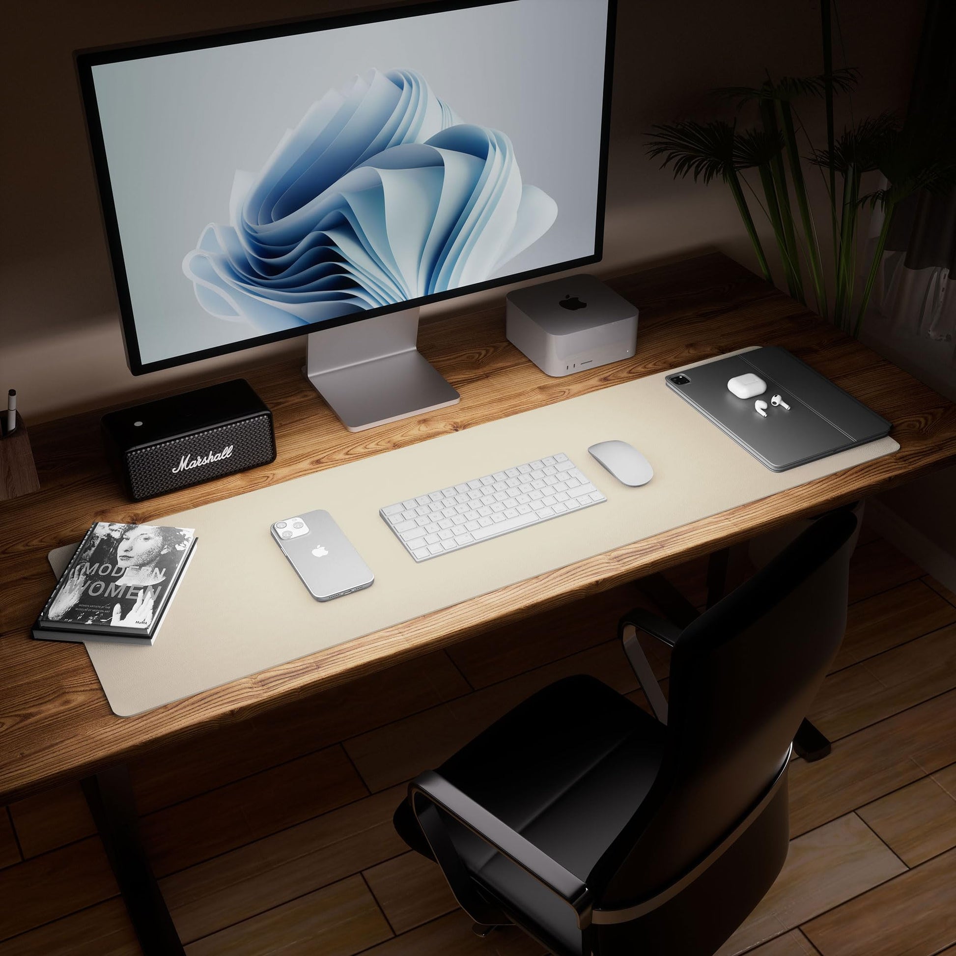 Aothia Leather Desk Pad Protector - Large Mouse Pad, Office Mat, Non-Slip PU Leather Blotter