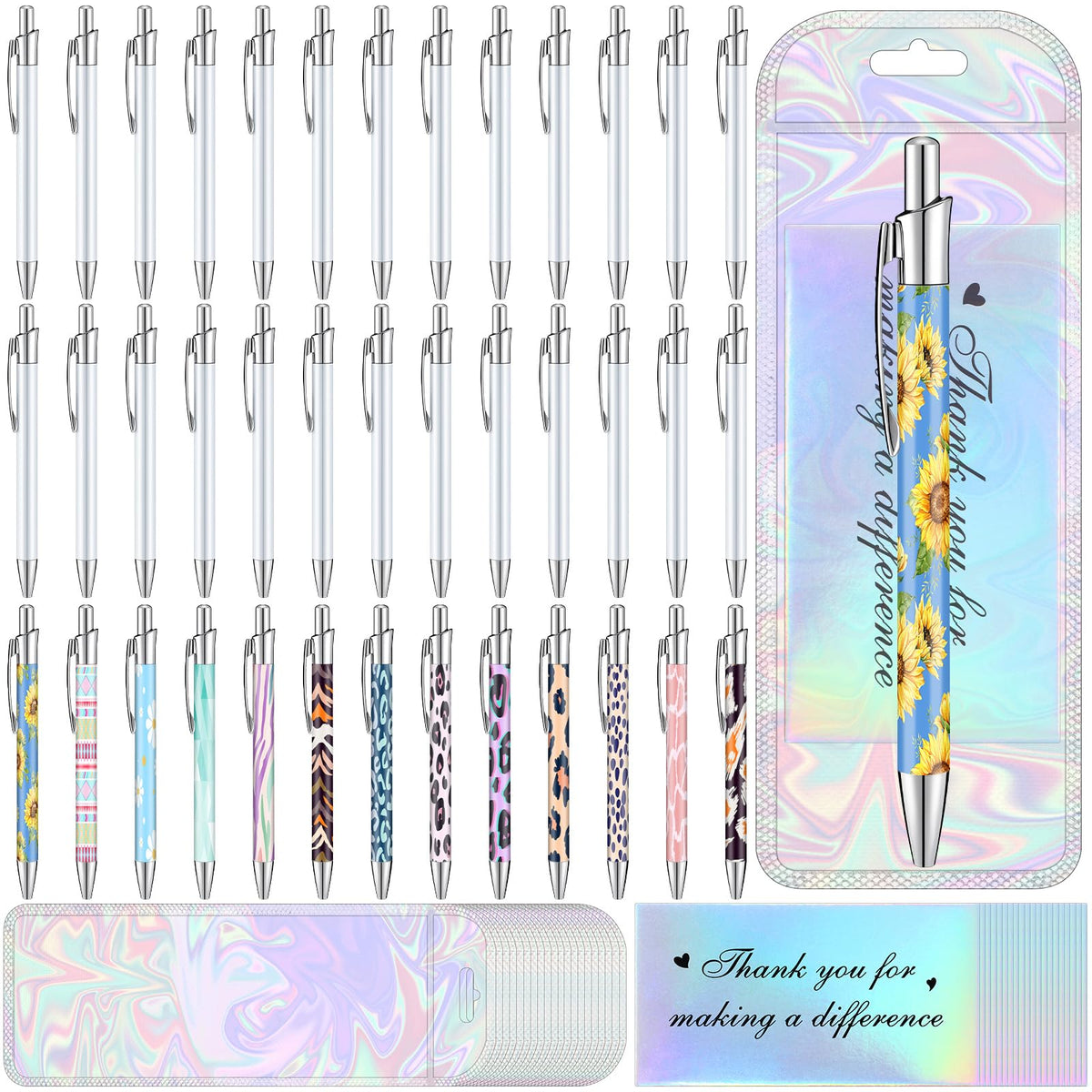 Yexiya 120pcs Sublimation Blank Pens Heat Transfer DIY Kit Shrink Bags