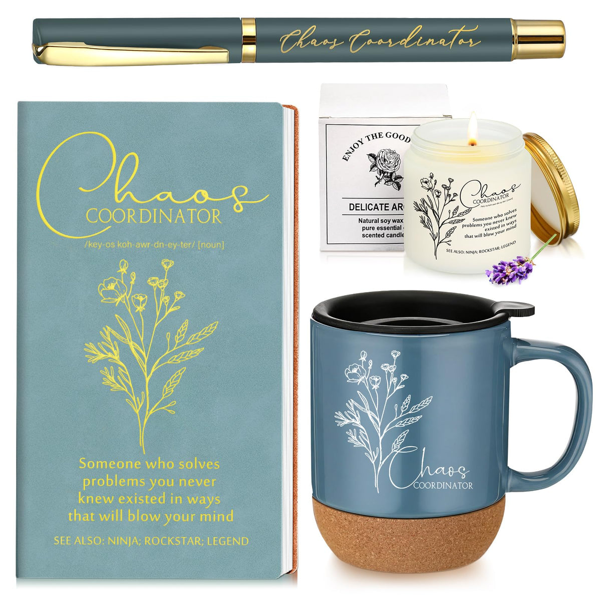 Sayglossy 4 Pcs Chaos Coordinator Thank You Gift Set for Coworkers, Blue