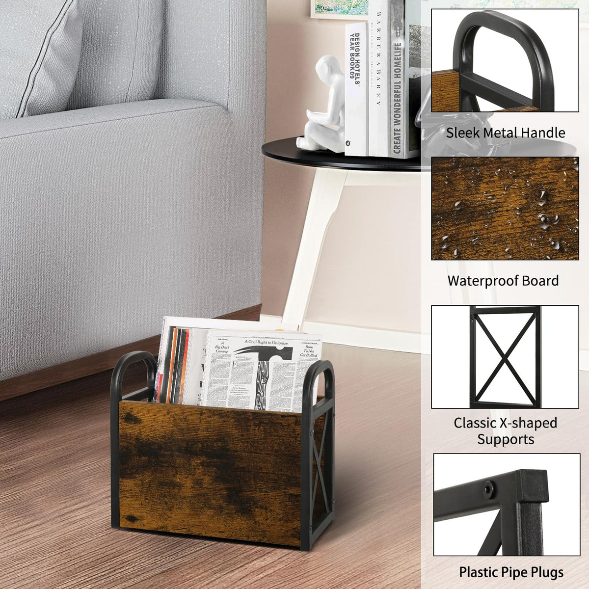 YINMIT Magazine Holder, Magazine Rack Floor, Magazine Storage Basket, Folder Organizer Bin for
