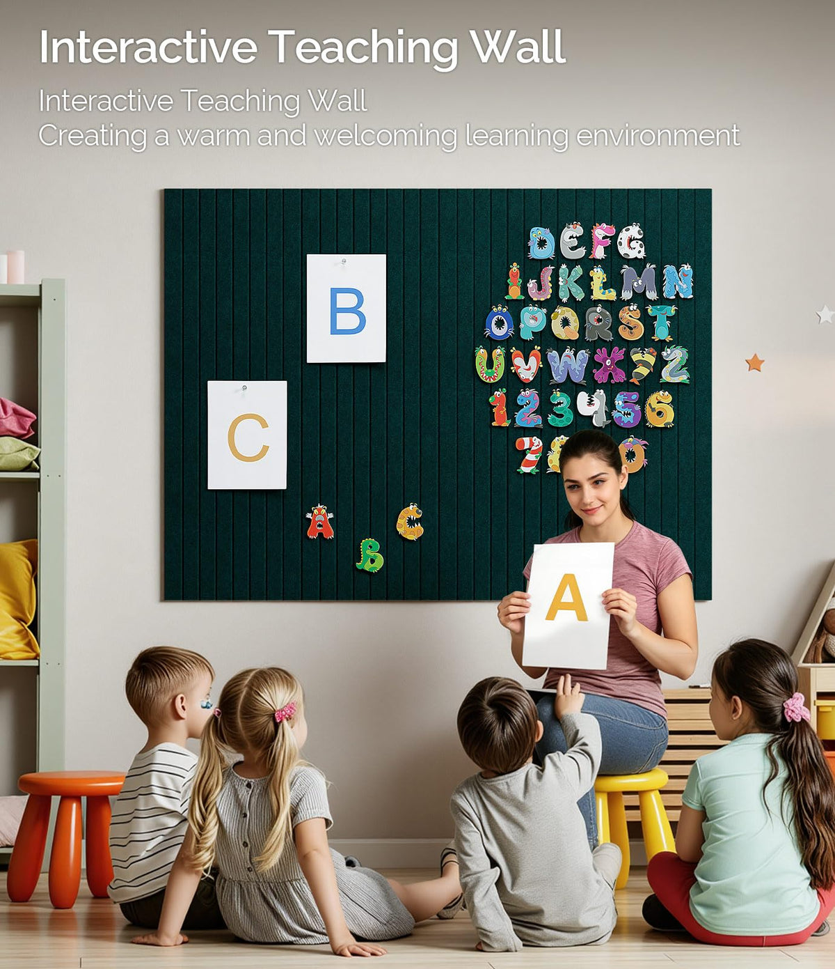 Bounmer Large Cork Board Alternative 48“ x 36”, 12-Pack Felt Bulletin Board Tiles with 60 Safe