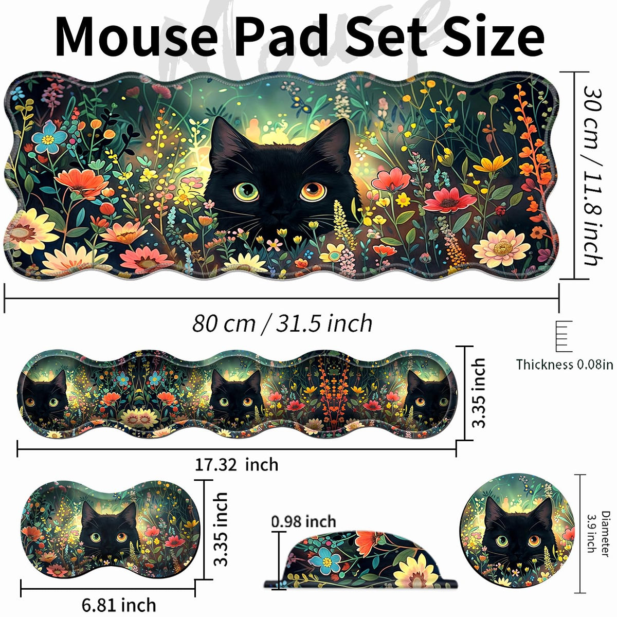 AIRWEE XXL Gaming Mouse Pad Set, 31.5"x11.8" Large Desk Mat with Keyboard Wrist Rest and Mouse