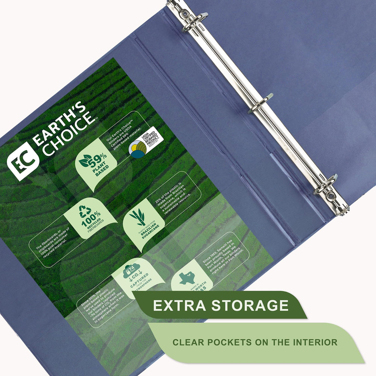 Samsill Plant-Based 1 Inch Durable D-Ring, View Binder, Eco-Friendly, USDA Certified Biobased, 12
