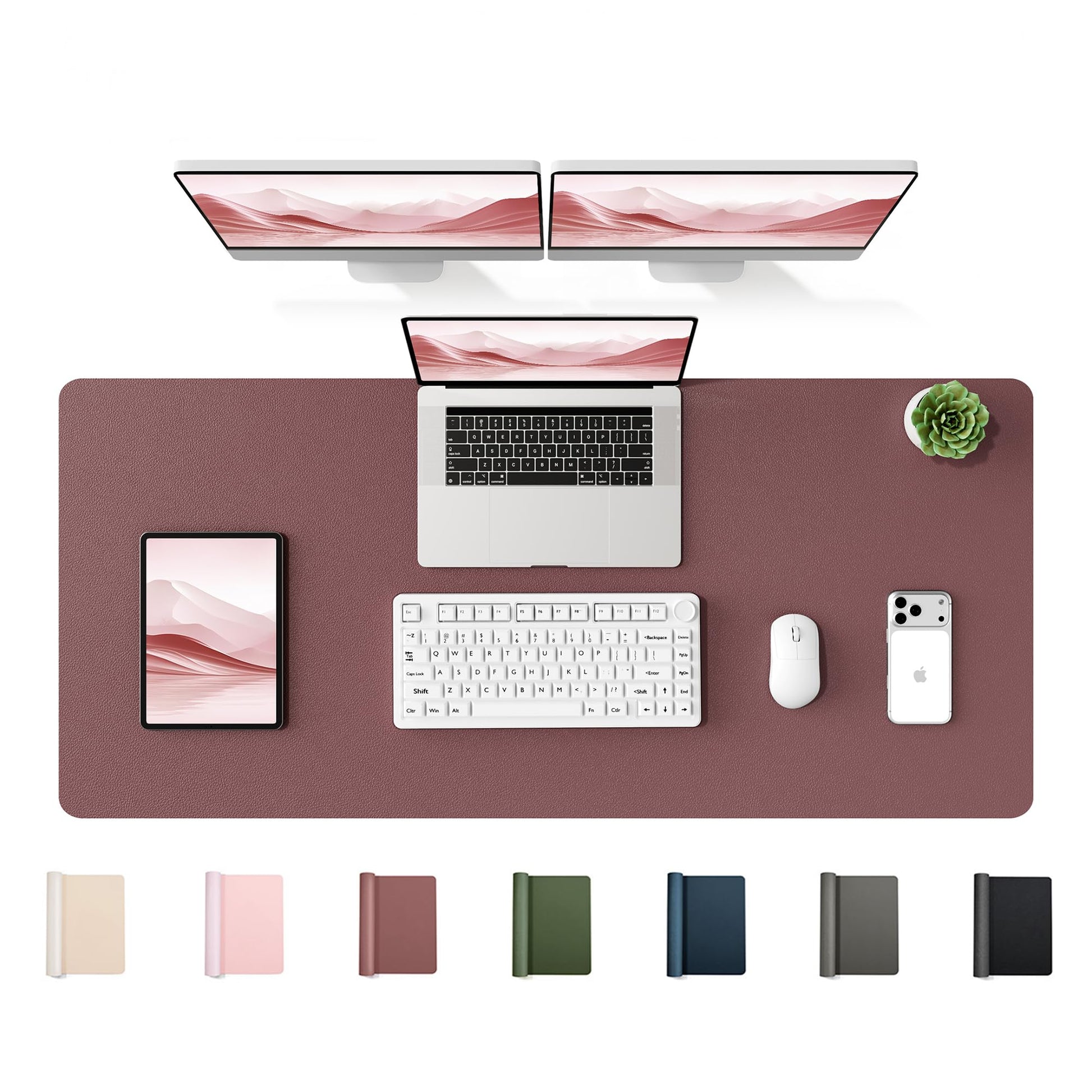 YSAGi 47.2" x 17" Large PU Leather Desk Mat for Keyboard and Mouse - Waterproof Non-Slip Desk Pad