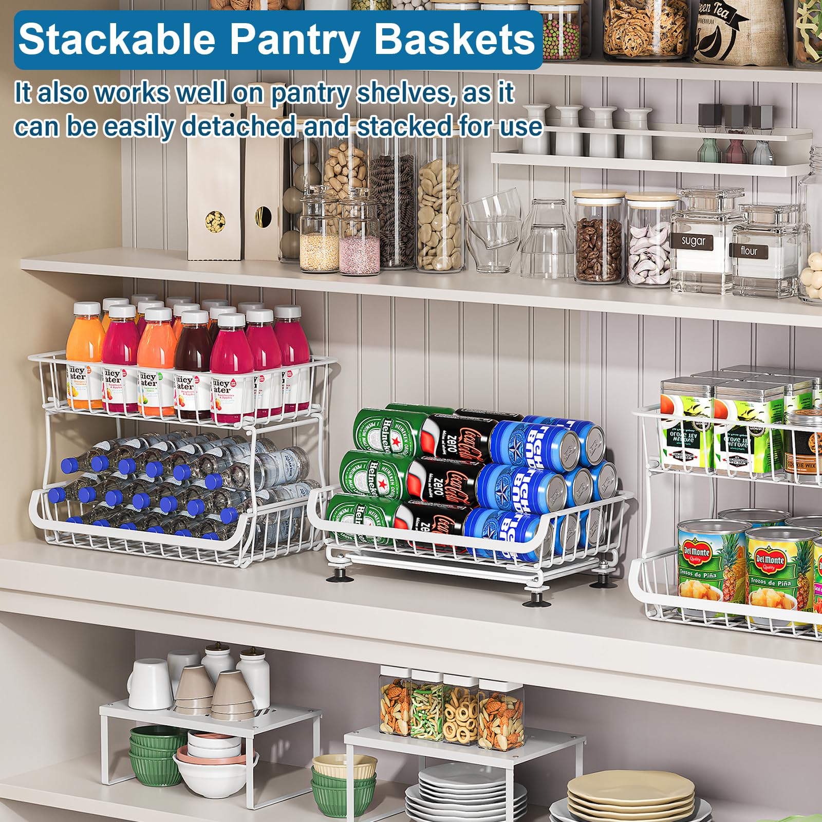 OKZEST 3-Tier Rolling Pantry Floor Organizers and Storage Cart with Wheels