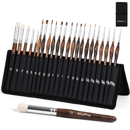 Nicpro 22 PCS Kolinsky Sable Miniature Paint Brushes Dry Brush