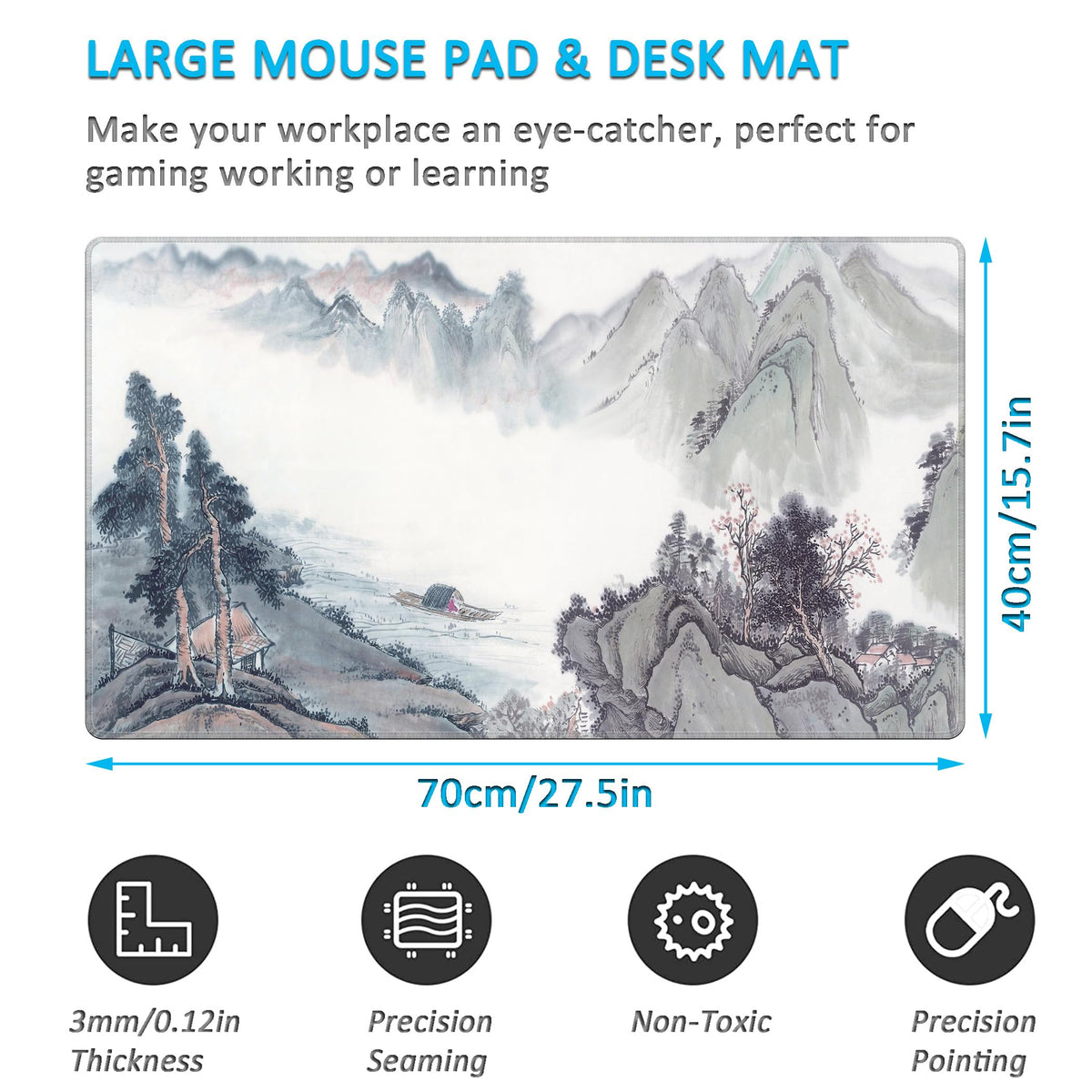 LL-COEUR XXL Landscape Gaming Mouse Pad Computer Keyboard Mat Office Desk Pad (Landscape 1, 27.5" x