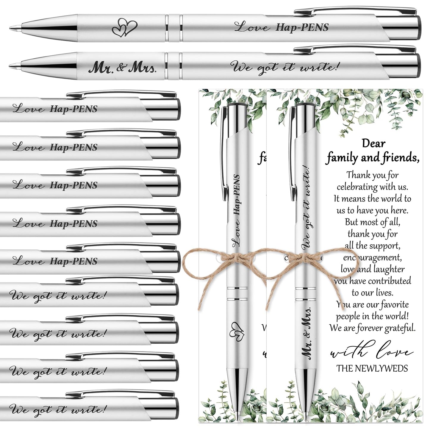 Humyoun 100 Set Wedding Favors for Guests Black Ink Pen for Bridal Party