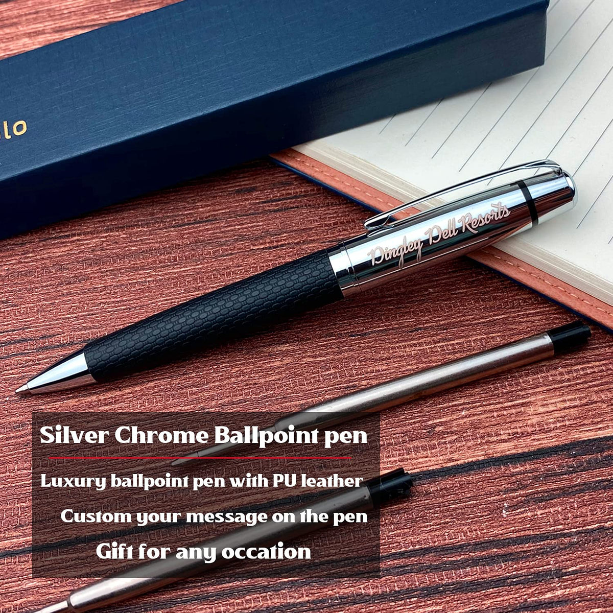 Personalized Luxury Ballpoint Pen Writing Set-Stunning Pen with PU Leather