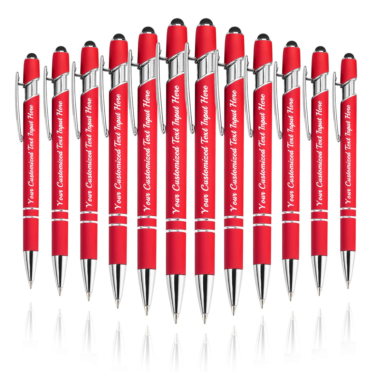 Betenshtresk Personalized Ballpoint Pen 12pcs, Custom Pens Free Engraved Bulk with Name Logo, Soft