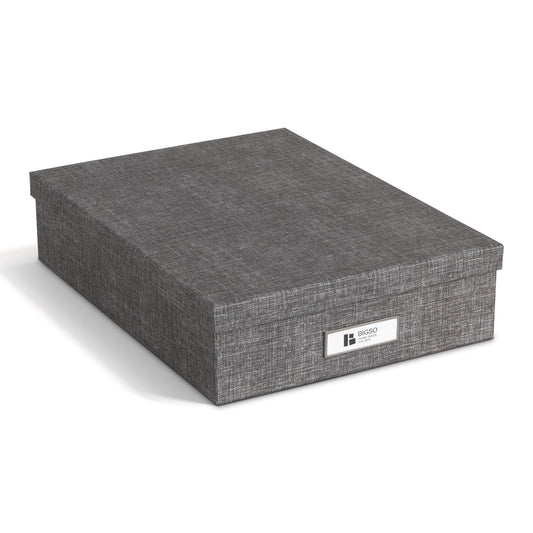 Bigso Oskar Canvas Fiberboard Document Letter Box for Important Paperwork A4 or Letter Size