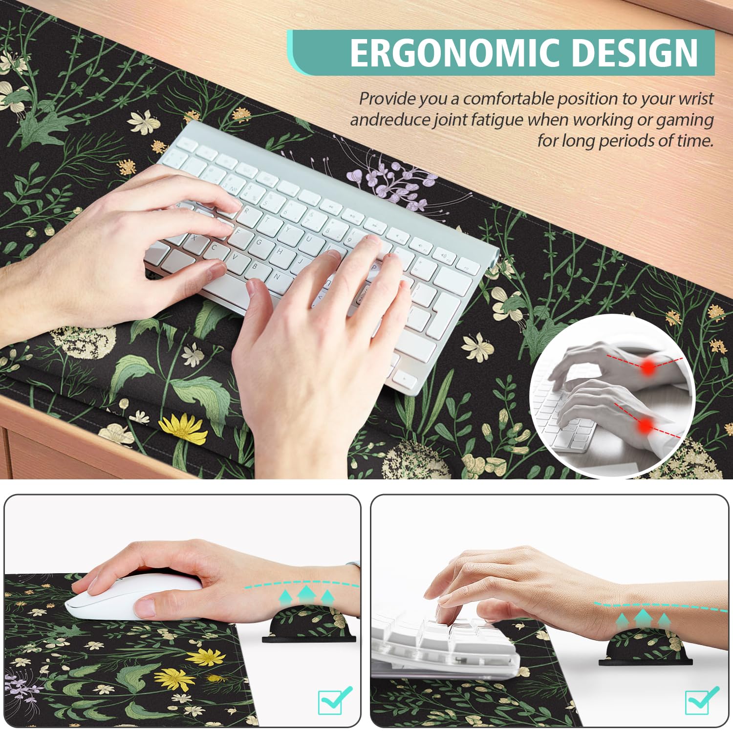 Desk Mat, Mouse Pad with Wrist Rest,4-in-1 Large Mouse Pads for Desk,Computer Ergonomic Mousepad
