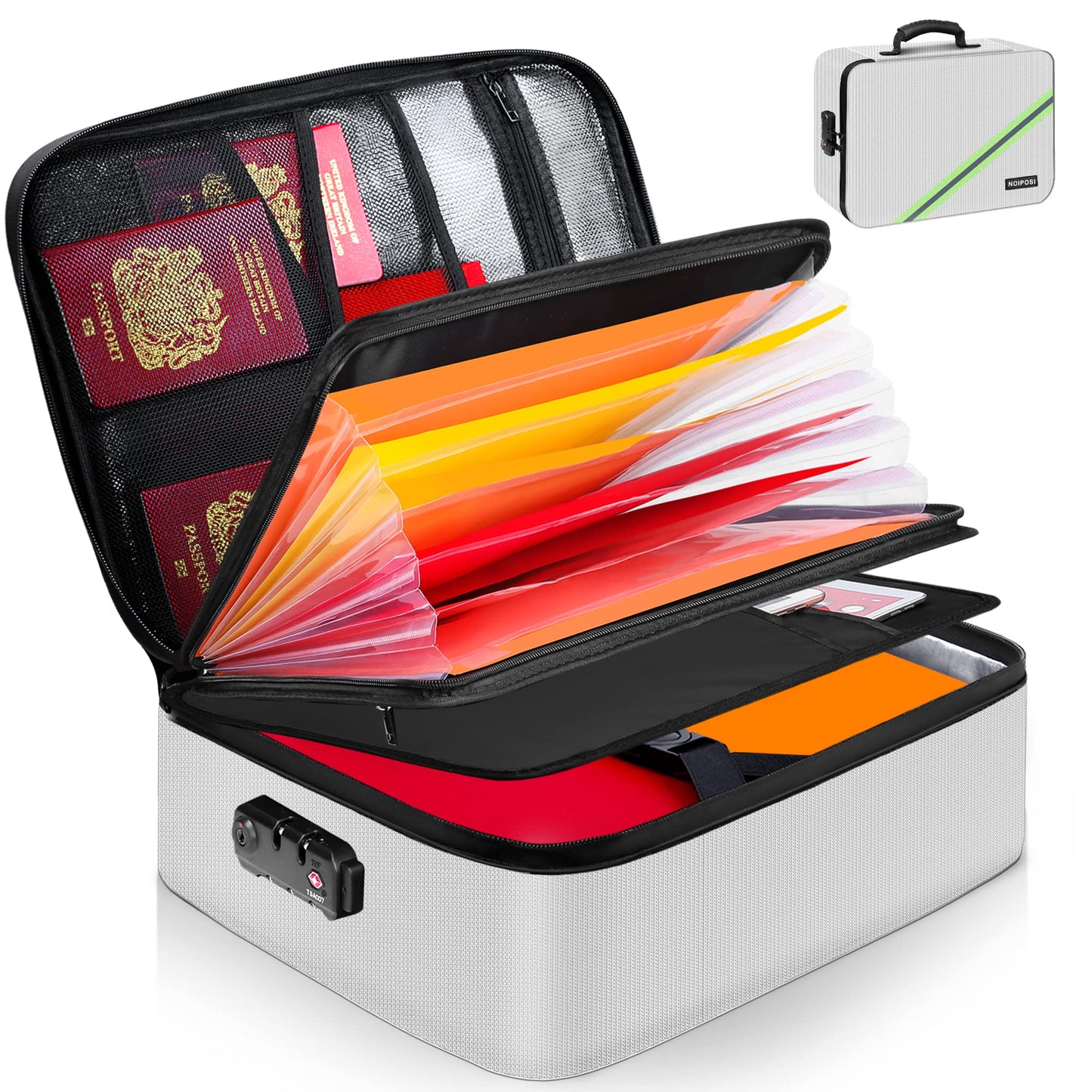 Noiposi 5200℉ Fireproof Document Box with Lock 16.1"x11.4"x4.3"