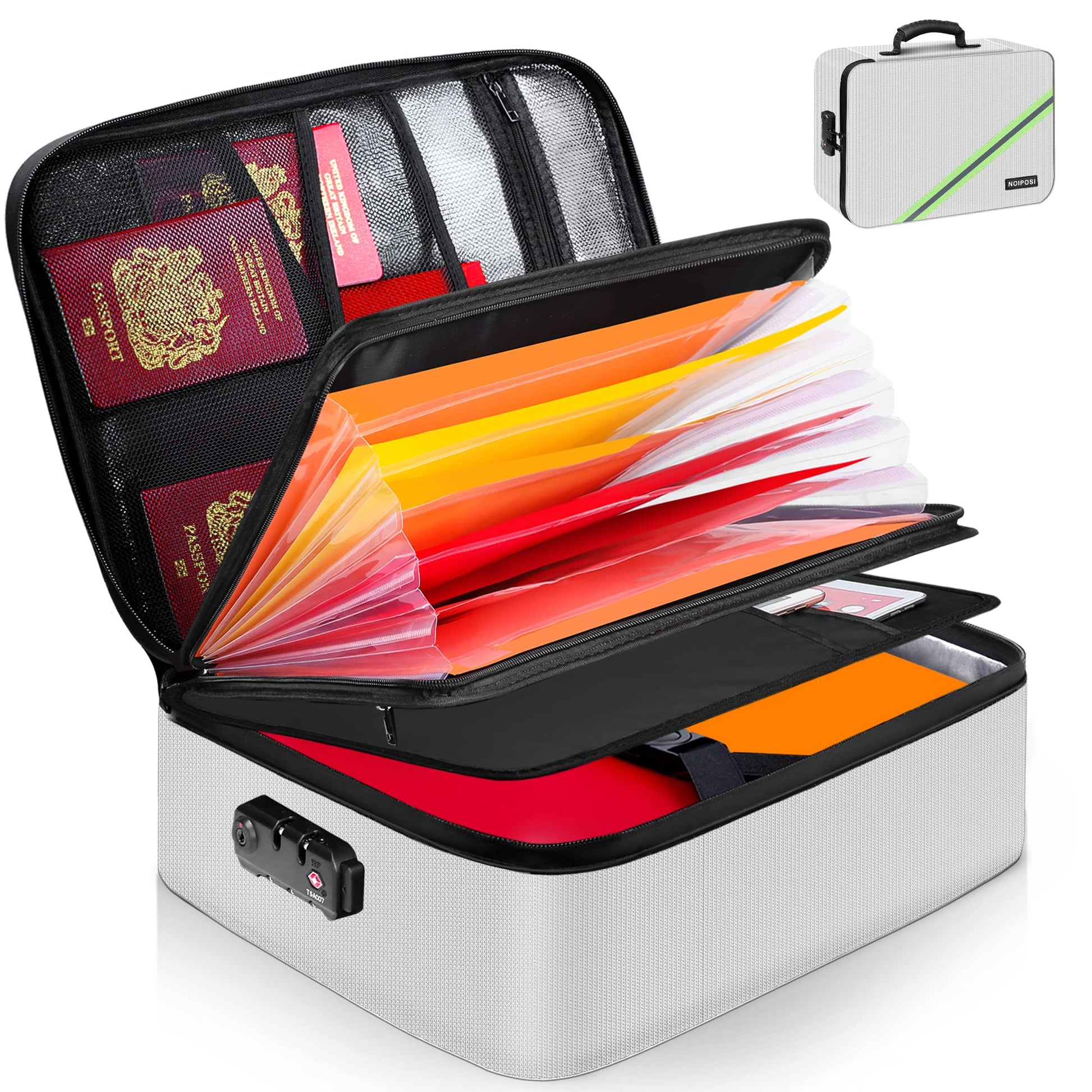 Noiposi 5200℉ Fireproof Document Box with Lock 16.1"x11.4"x4.3"